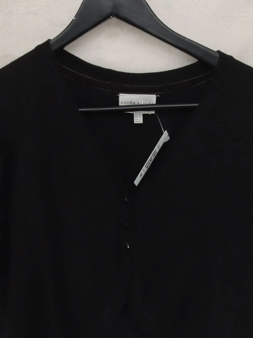 Laura Ashley Women's Cardigan UK 16 Black Cotton with Nylon, Elastane Cardigan - Image 3