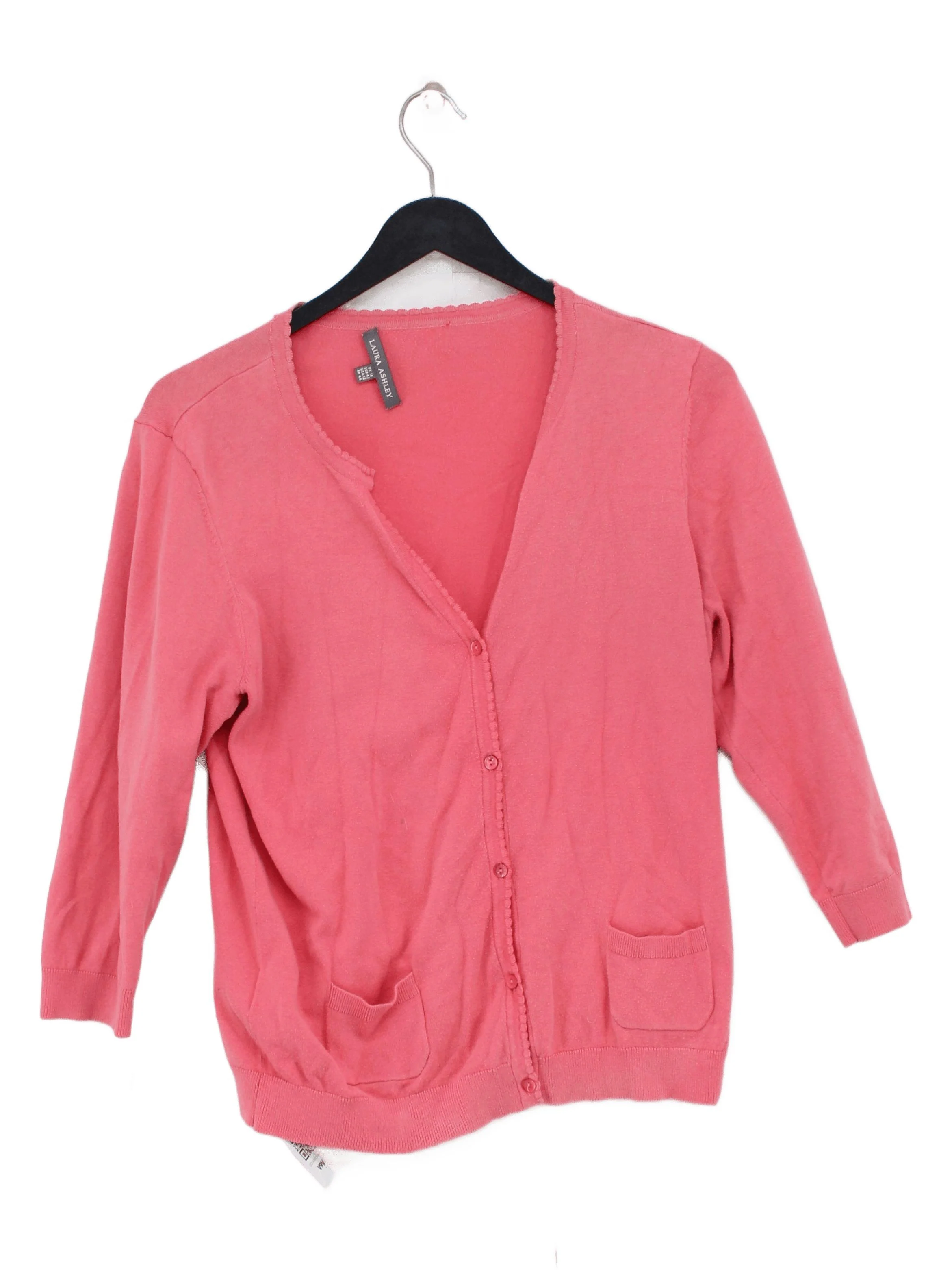Laura Ashley Women's Cardigan UK 16 Pink Cotton with Nylon, Elastane Cardigan