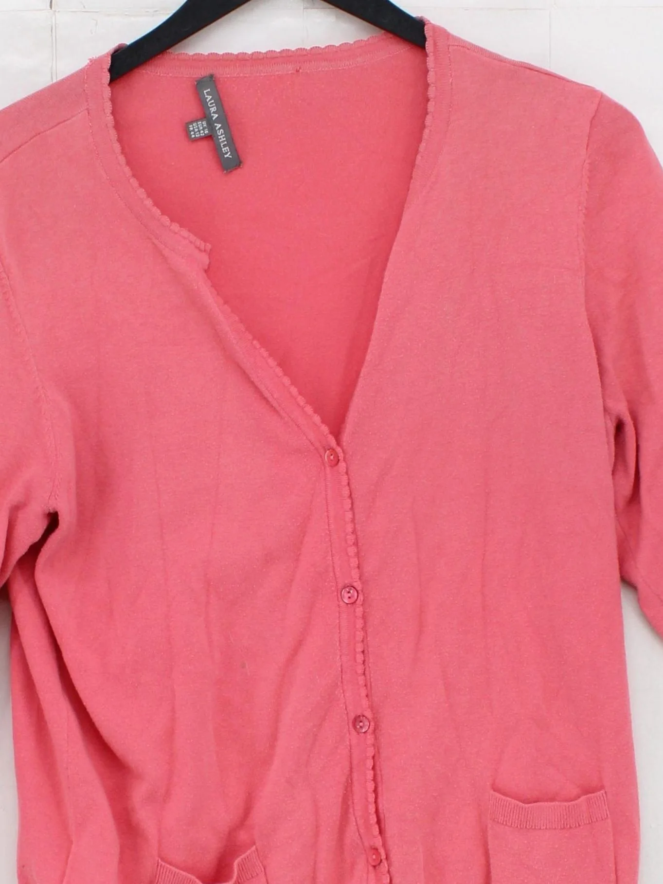 Laura Ashley Women's Cardigan UK 16 Pink Cotton with Nylon, Elastane Cardigan - Image 3