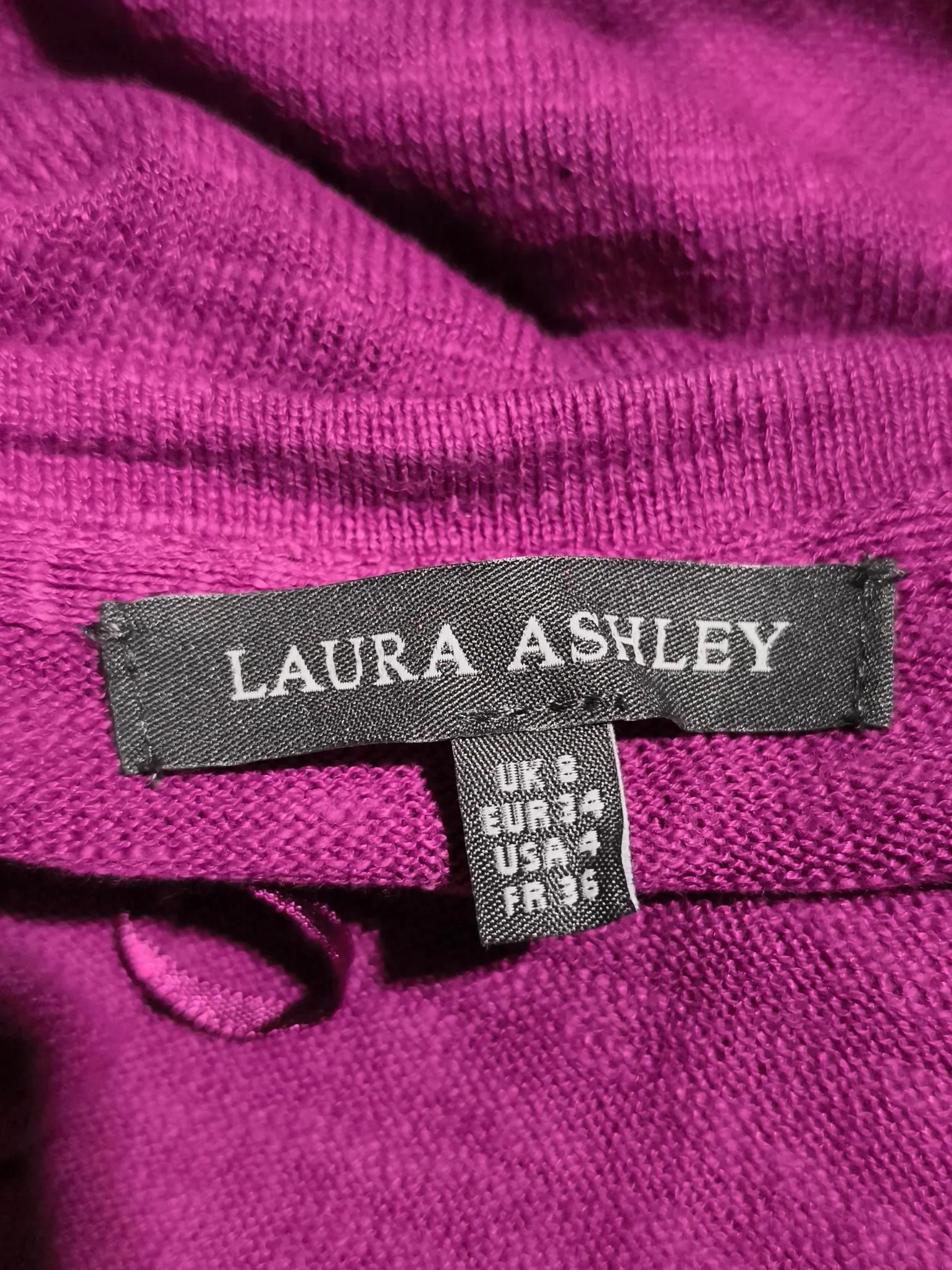 Laura Ashley Women's Cardigan UK 8 Purple Linen with Cotton V-Neck Cardigan - Image 5