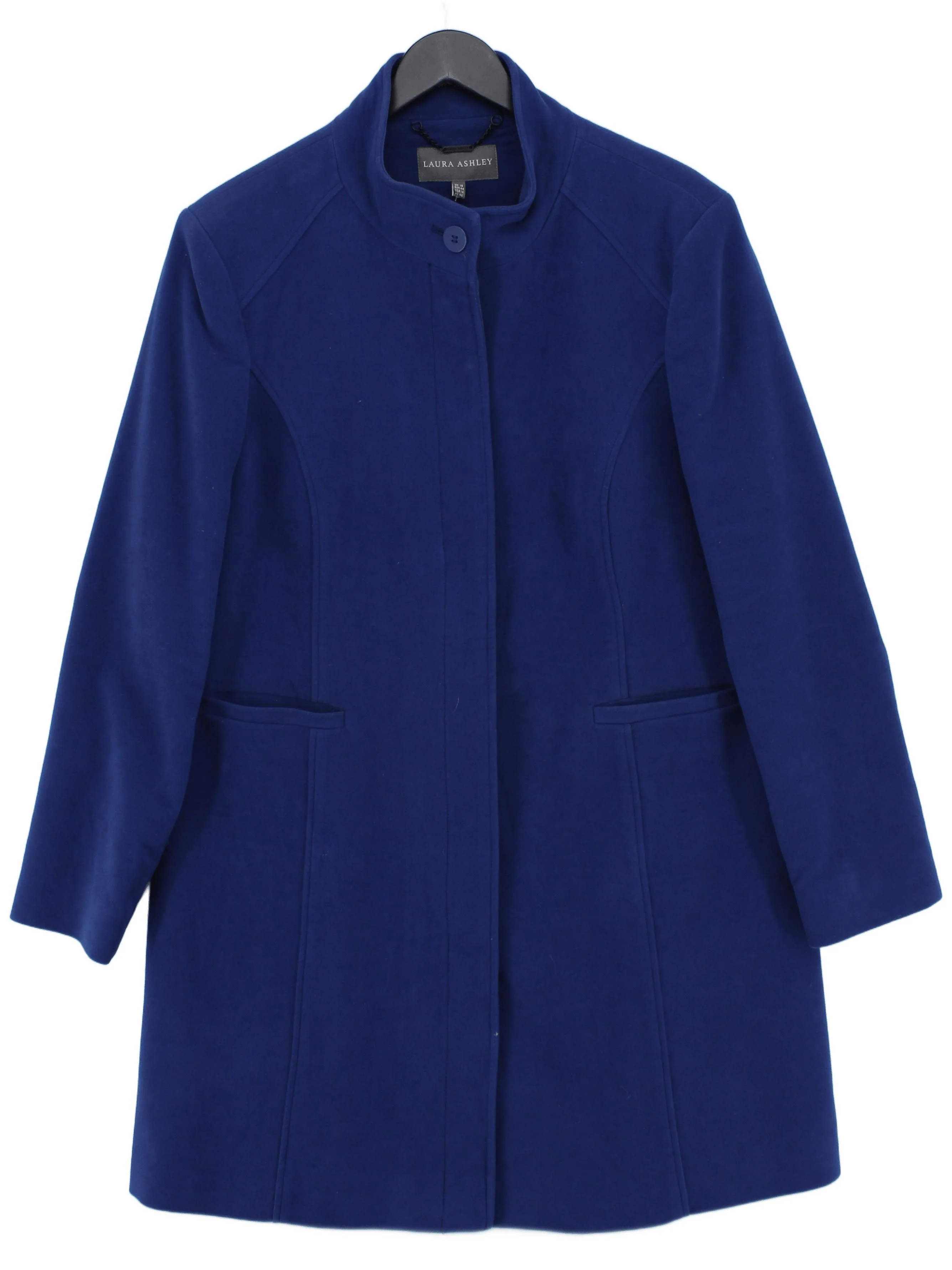 Laura Ashley Women's Coat UK 16 Blue Cotton with Polyester Overcoat