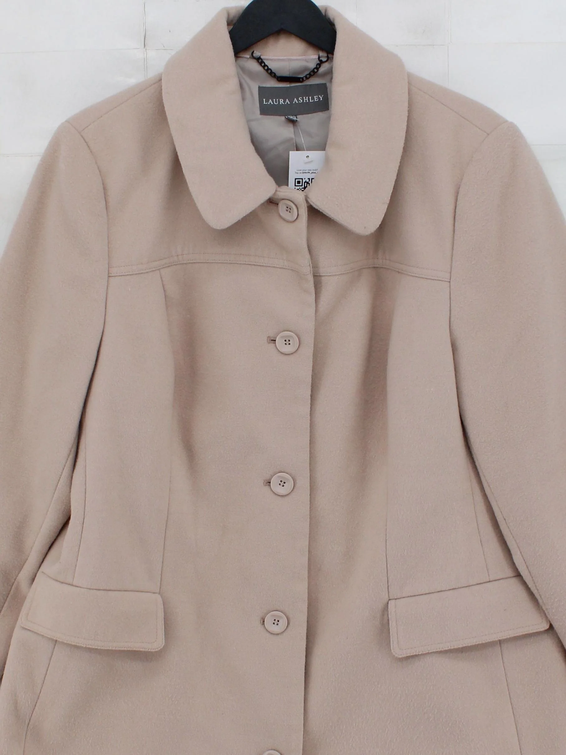 Laura Ashley Women's Coat UK 18 Cream Polyester with Viscose, Elastane Overcoat - Image 3