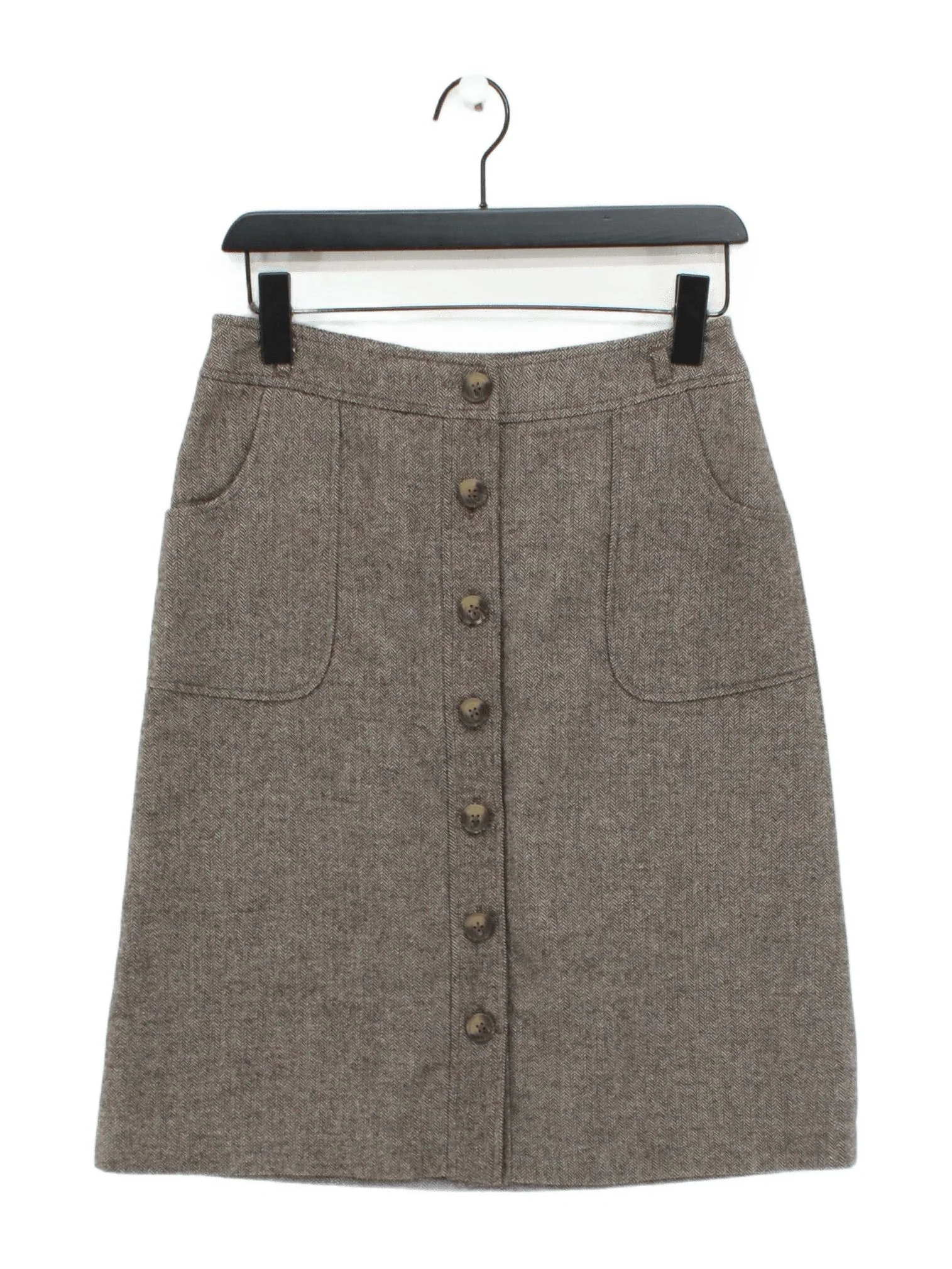 Laura Ashley Women's Mini Skirt UK 10 Brown Polyester with Wool Short Mini