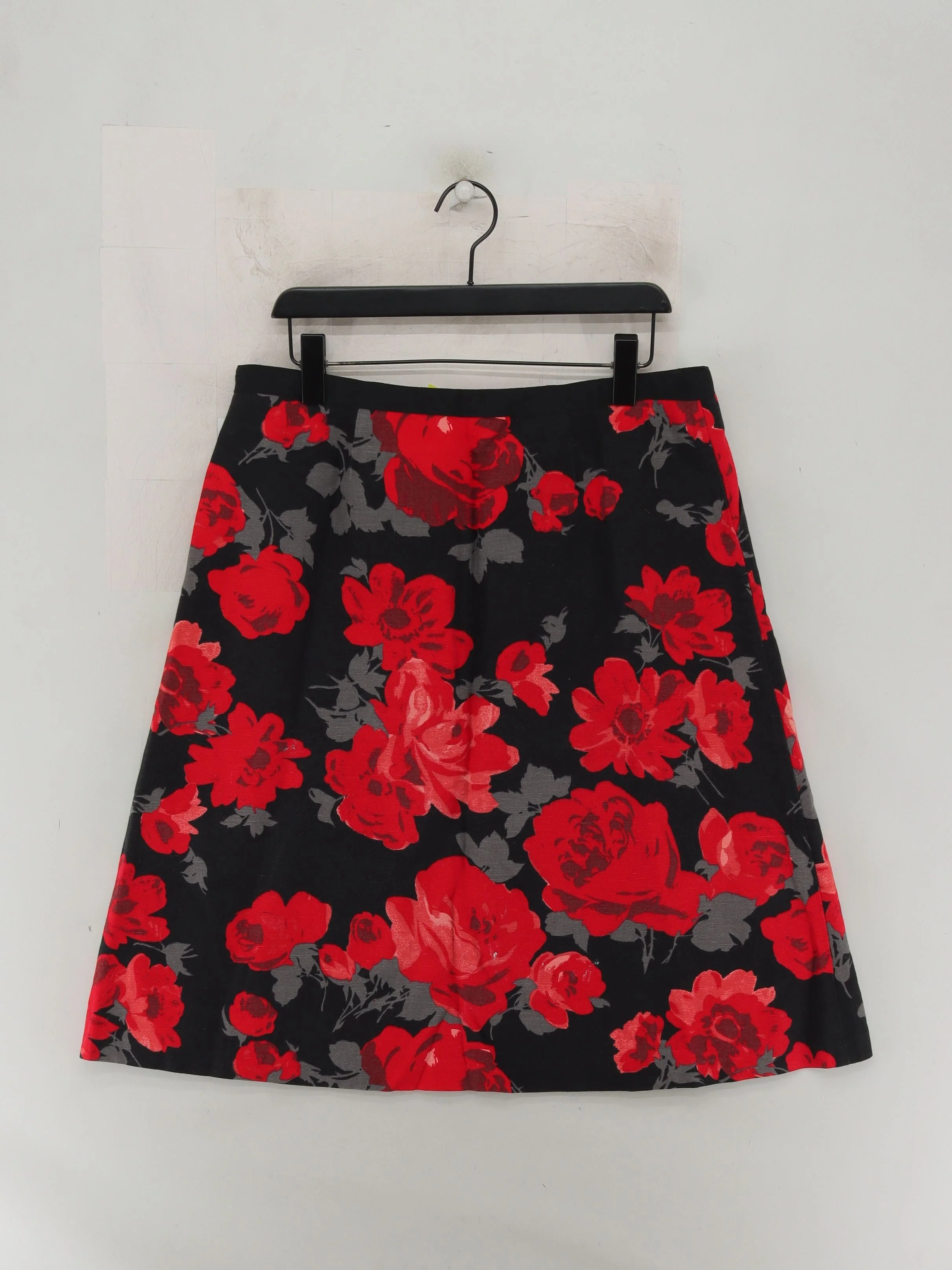 Laura Ashley Women's Mini Skirt UK 16 Black Floral Linen with Cotton Short Mini - Image 2