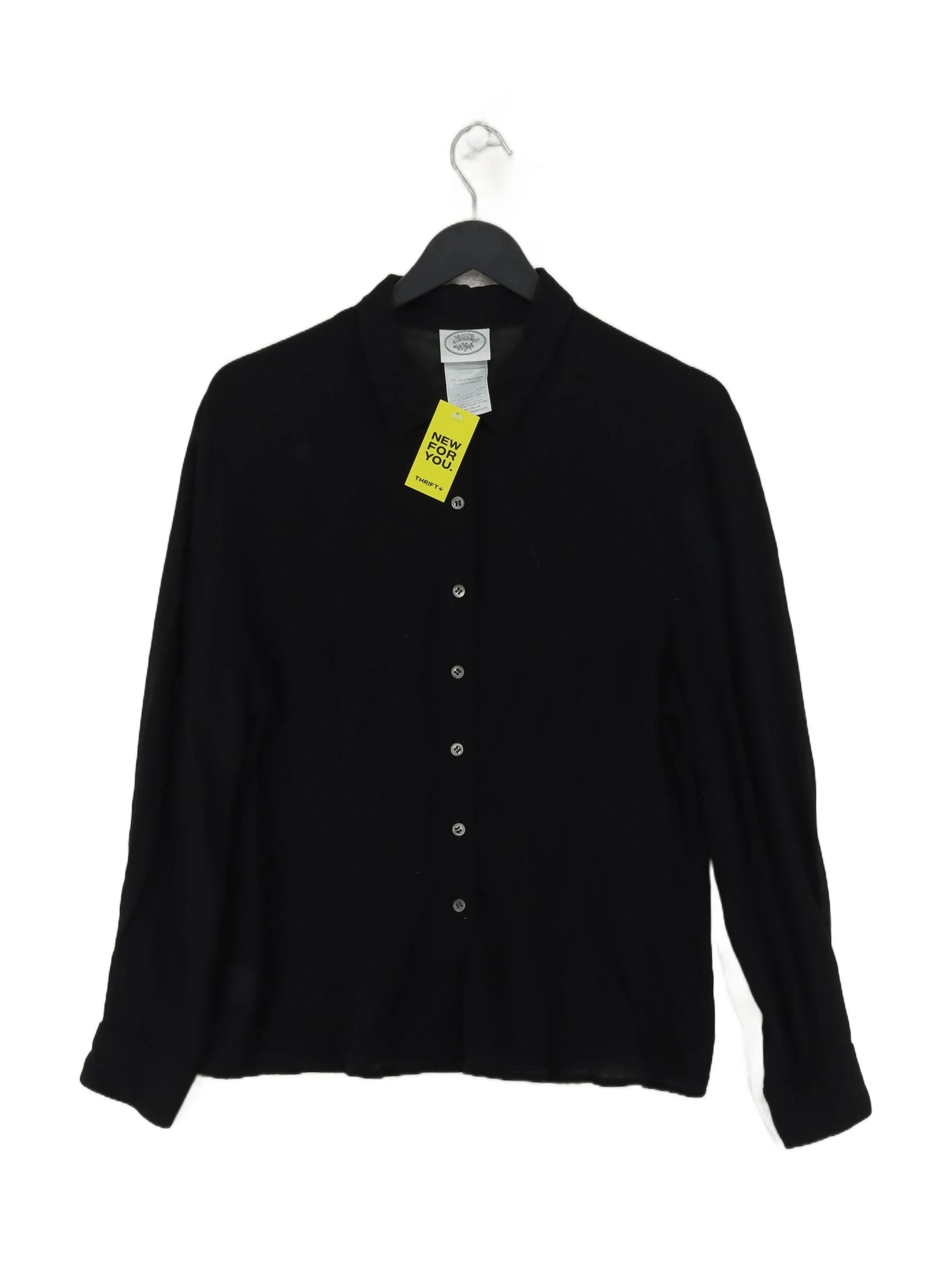 Laura Ashley Women's Shirt UK 16 Black Viscose with Wool Basic