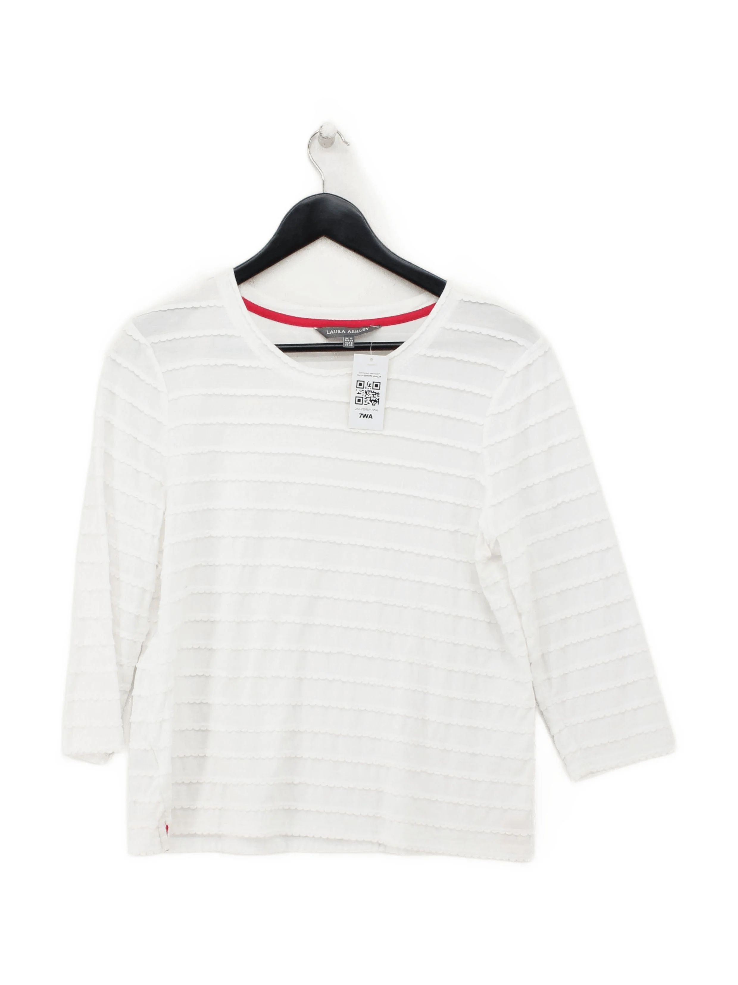 Laura Ashley Women's Top M White 100% Cotton 3/4 Sleeve Round Neck Basic