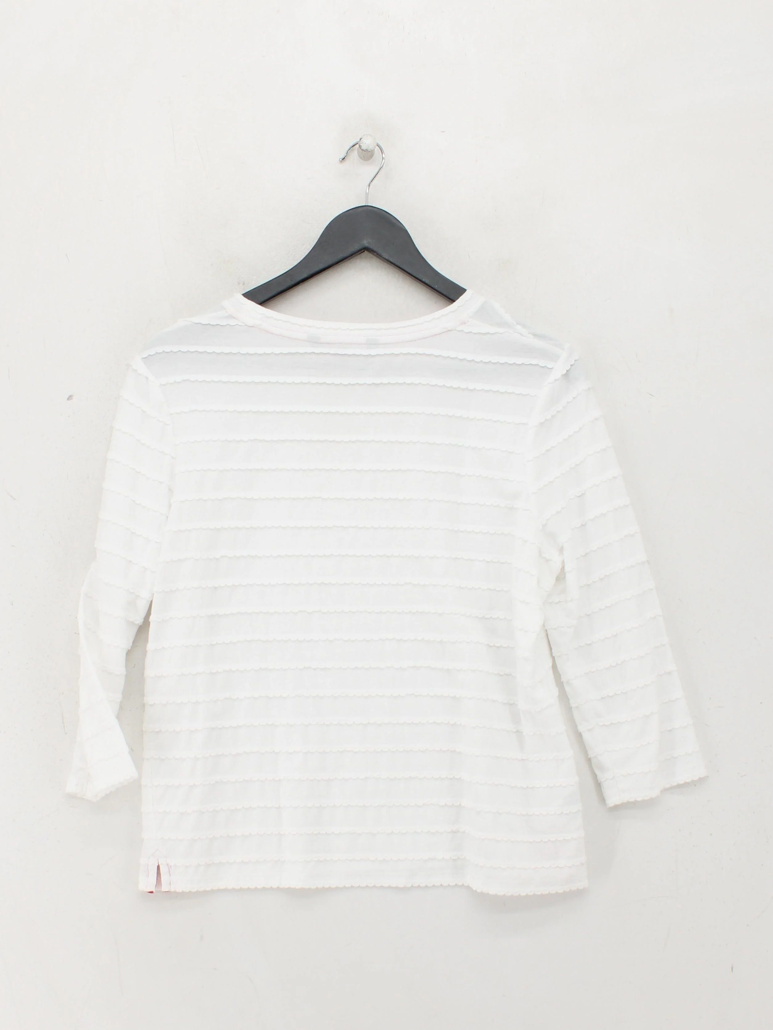 Laura Ashley Women's Top M White 100% Cotton 3/4 Sleeve Round Neck Basic - Image 2