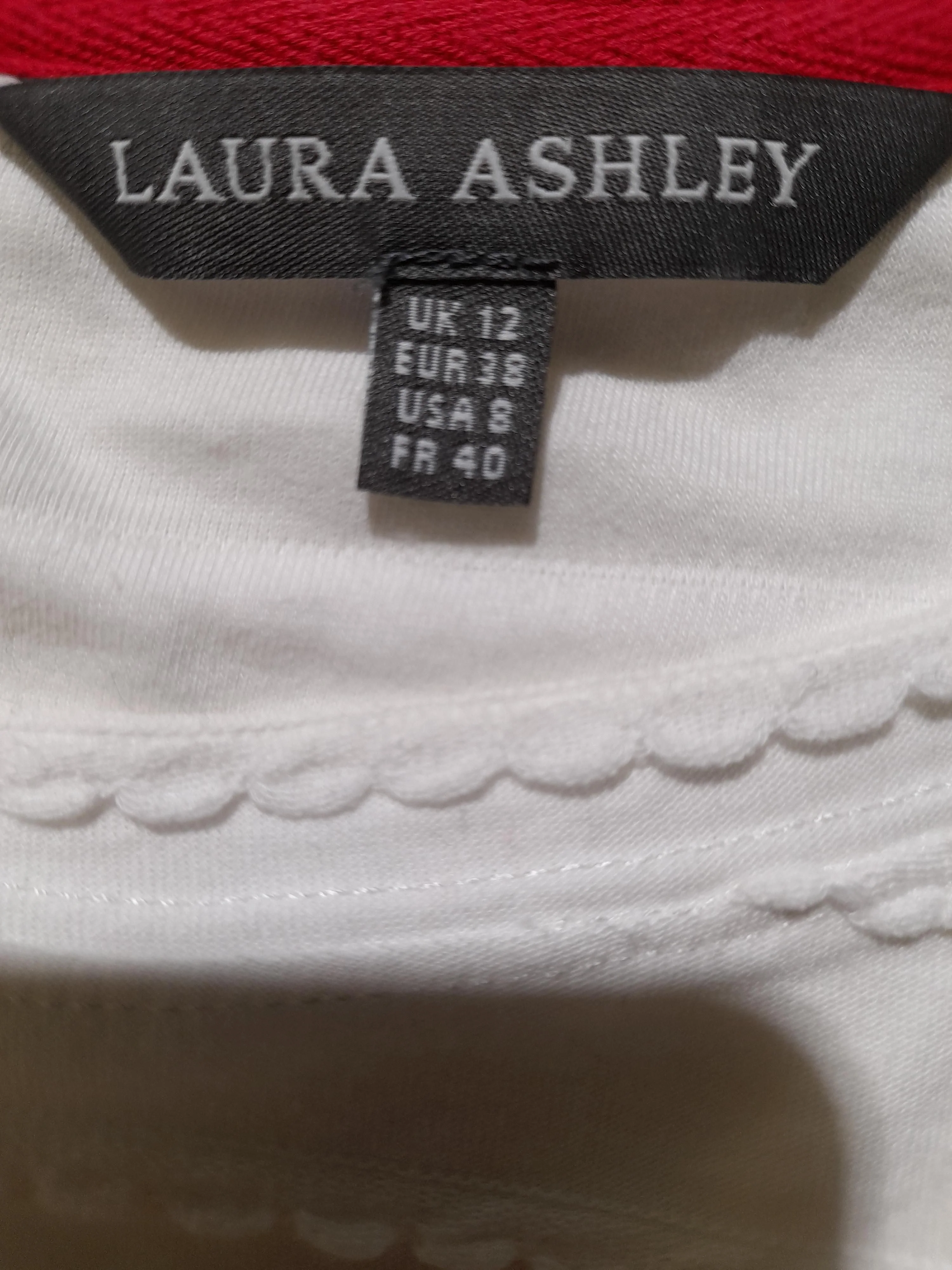 Laura Ashley Women's Top M White 100% Cotton 3/4 Sleeve Round Neck Basic - Image 5