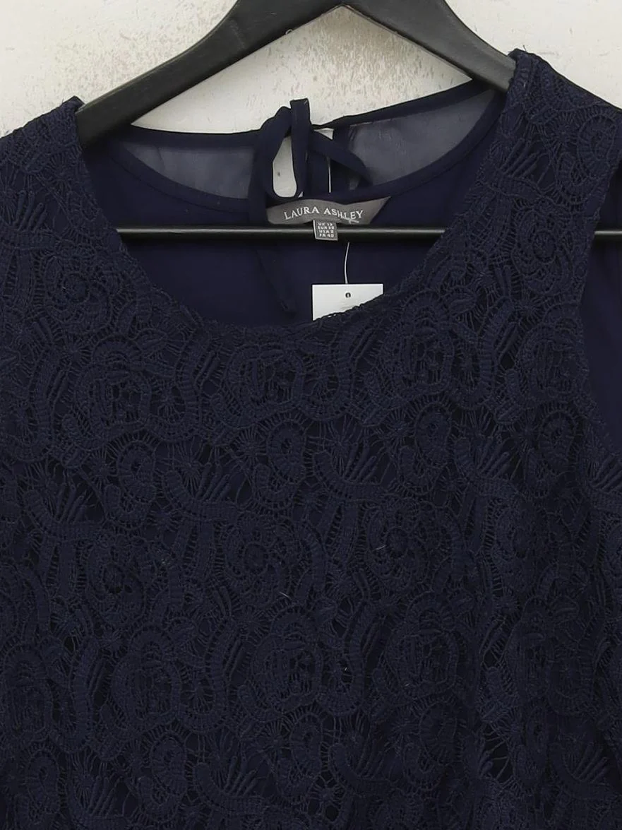 Laura Ashley Women's Top UK 12 Blue Polyester with Viscose Basic - Image 3