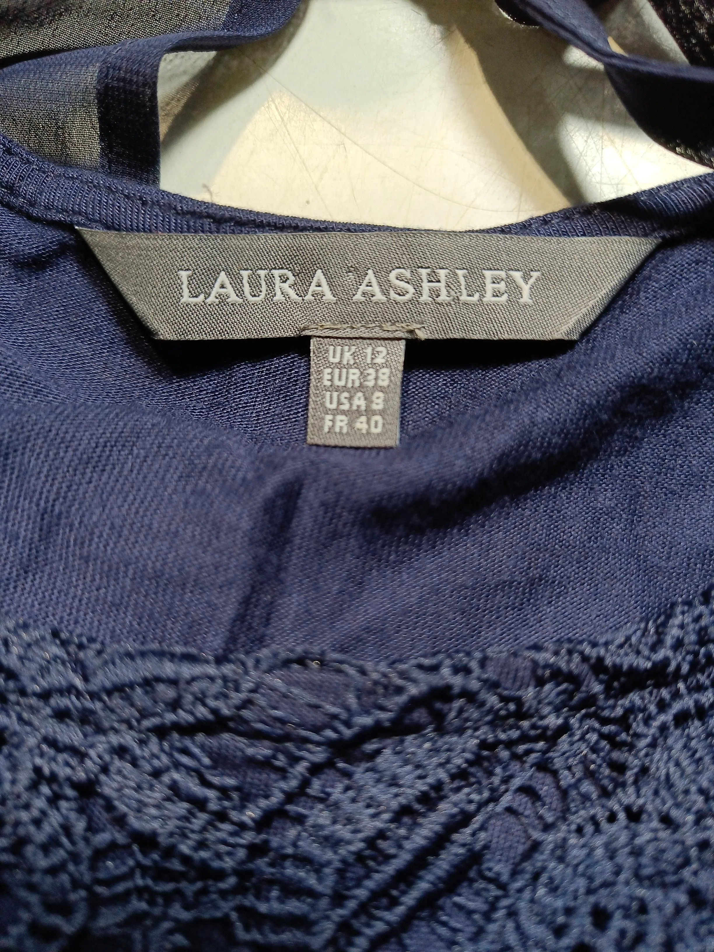 Laura Ashley Women's Top UK 12 Blue Polyester with Viscose Basic - Image 5