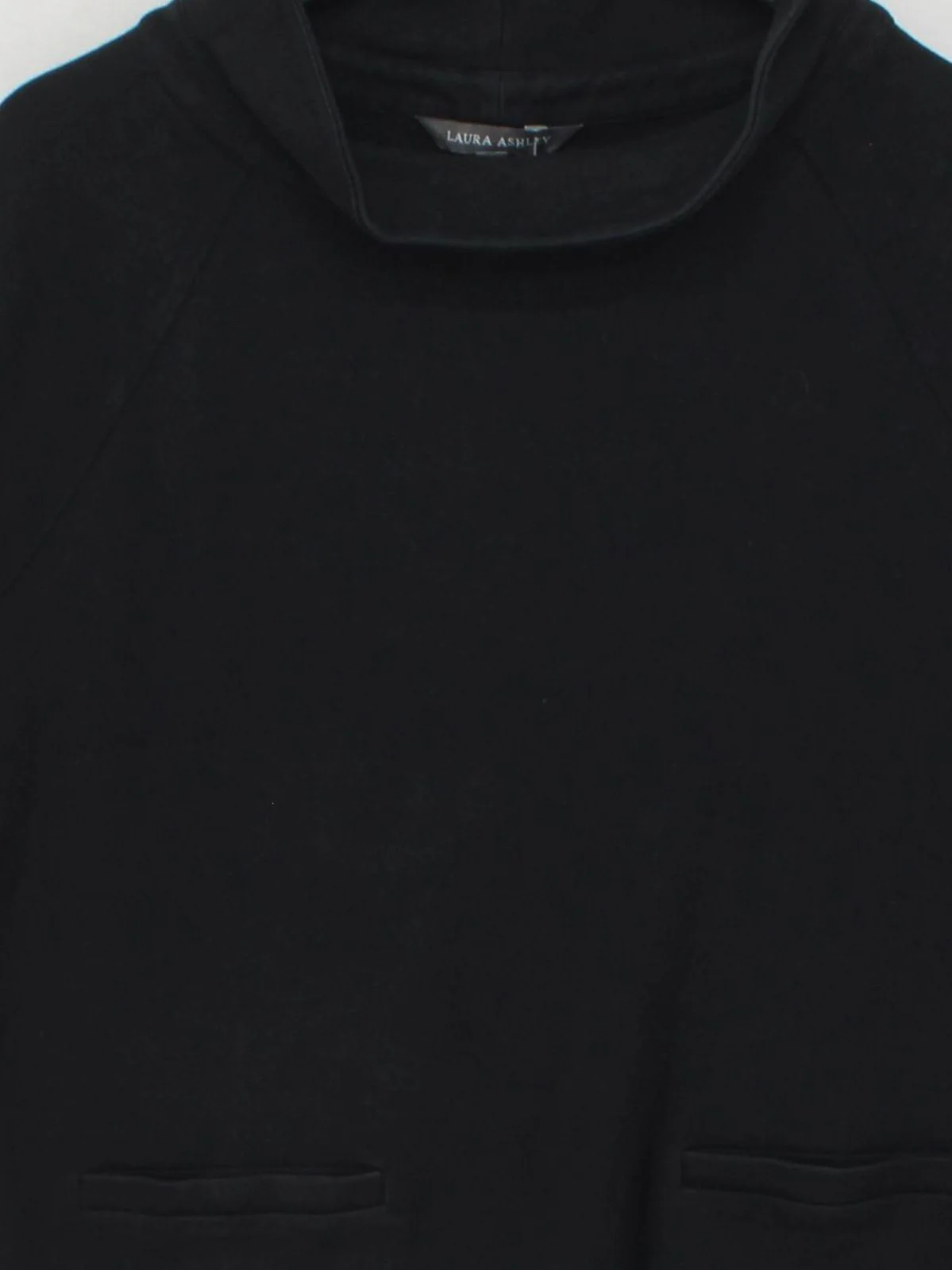 Laura Ashley Women's Top UK 14 Black 100% Cotton 3/4 Sleeve Mock Neck Basic - Image 3