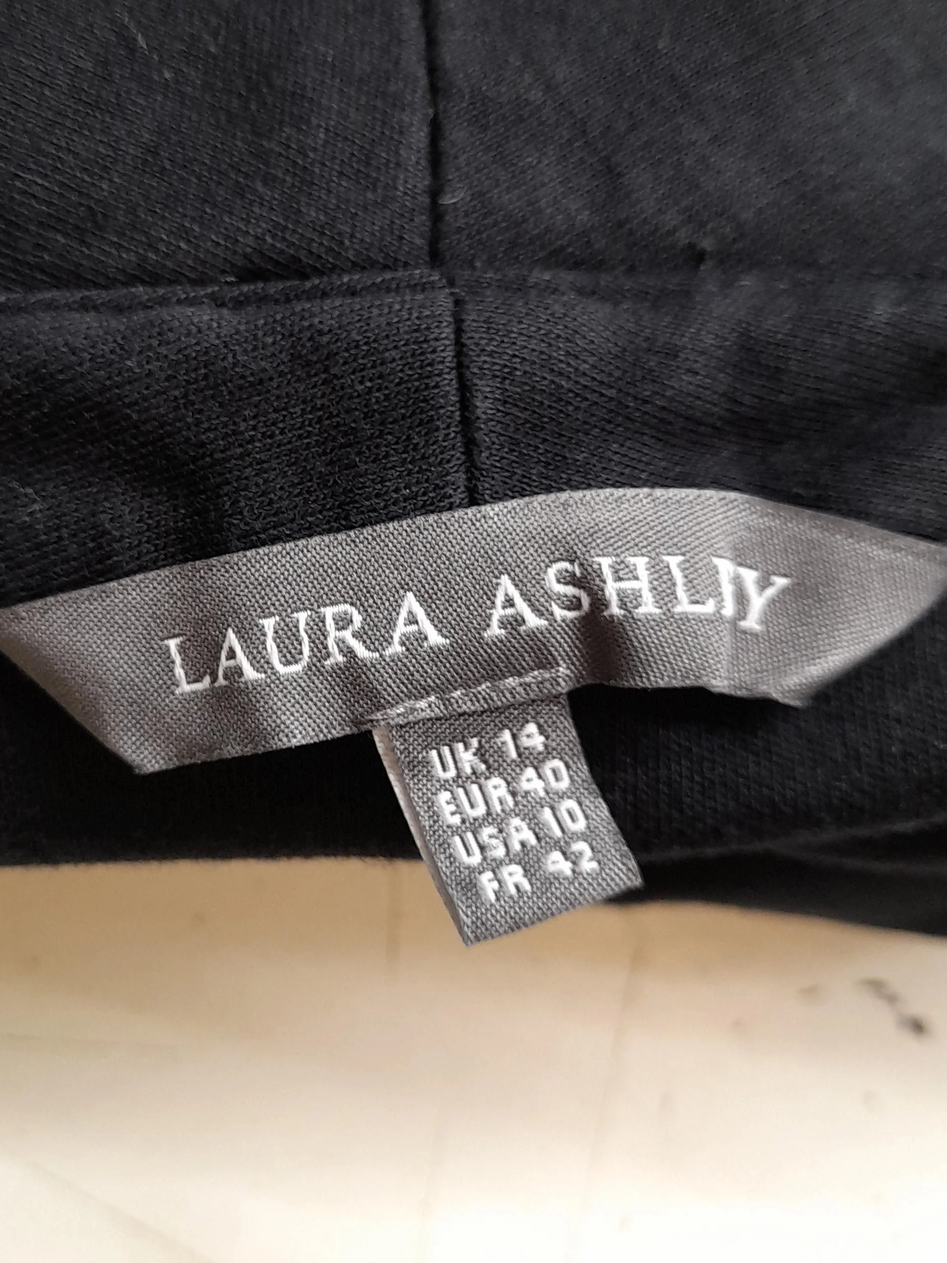 Laura Ashley Women's Top UK 14 Black 100% Cotton 3/4 Sleeve Mock Neck Basic - Image 6