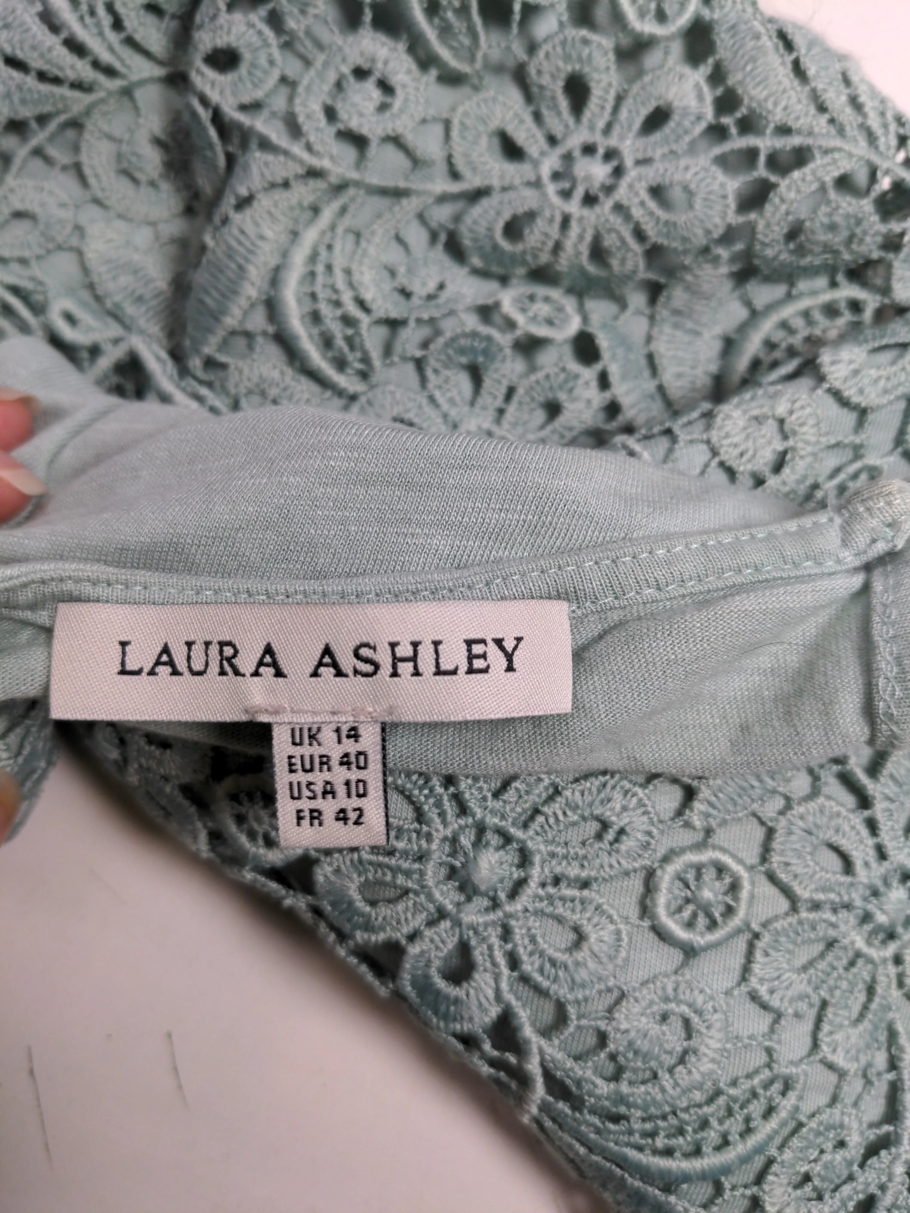 Laura Ashley Women's Top UK 14 Green Cotton with Rayon, Polyester Basic - Image 5