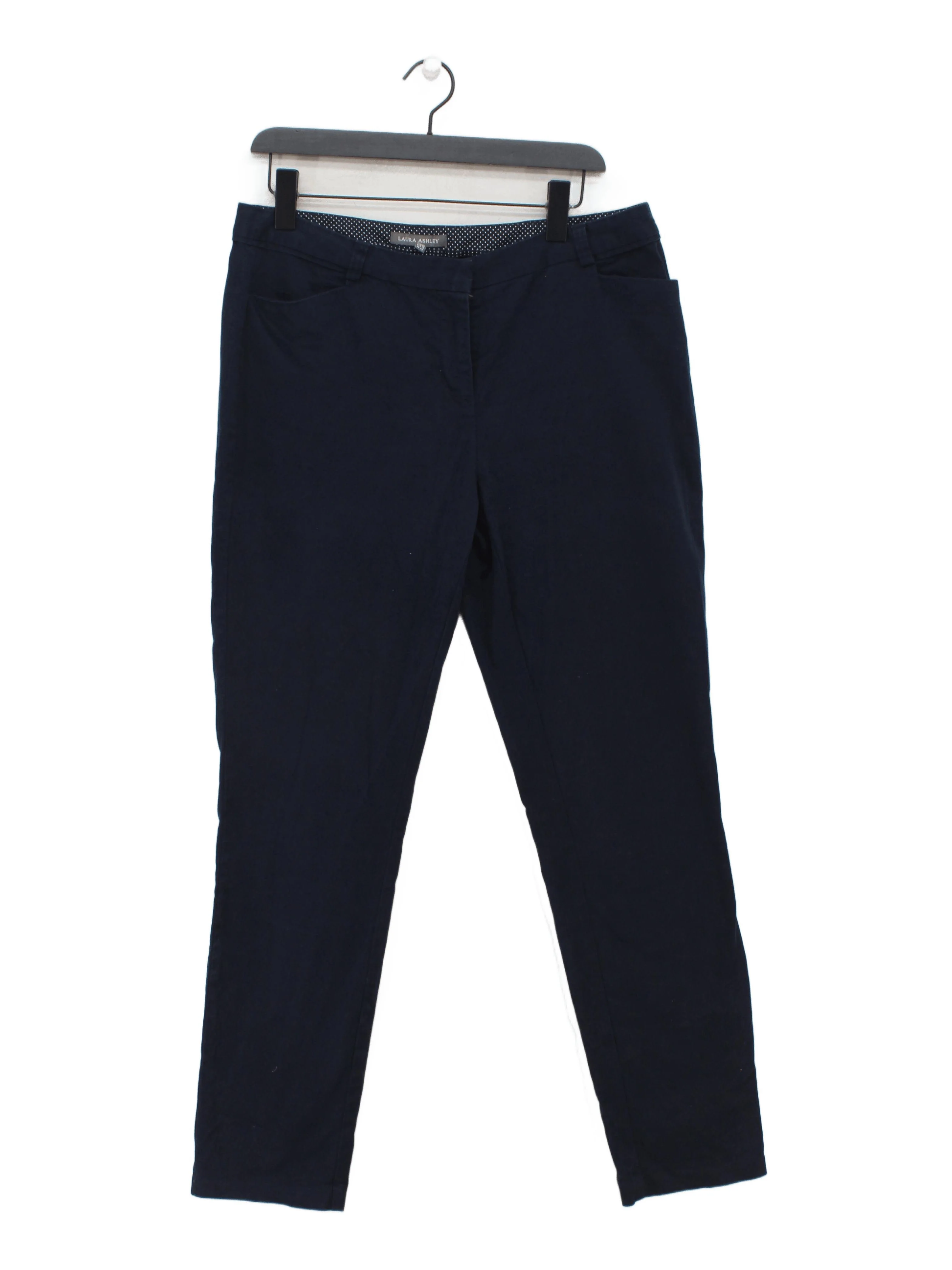 Laura Ashley Women's Trousers UK 12 Blue Cotton with Elastane Straight Chino