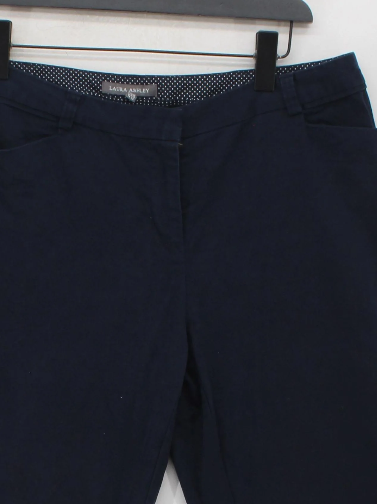 Laura Ashley Women's Trousers UK 12 Blue Cotton with Elastane Straight Chino - Image 3