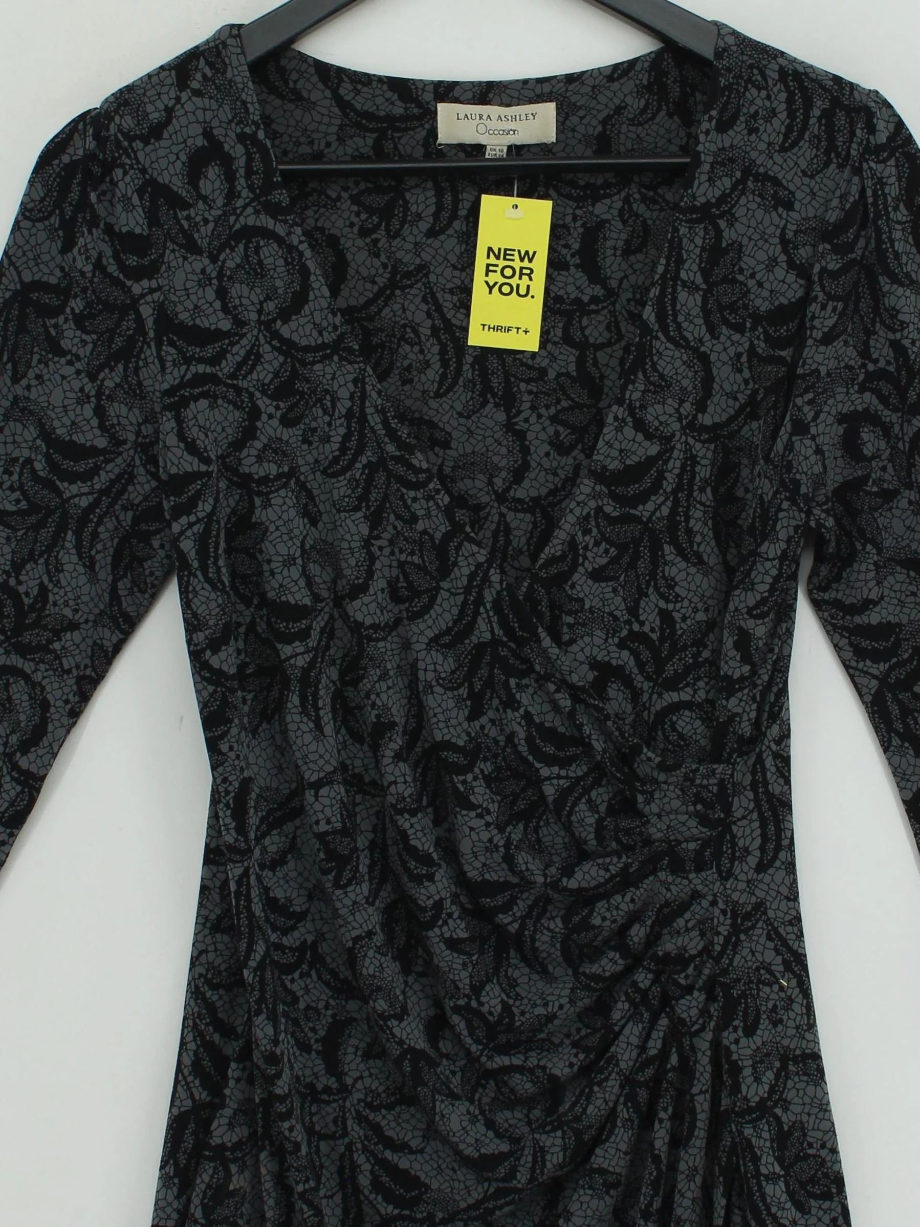 Laura Ashley Wrap Midi Dress UK10 in Grey - Image 3