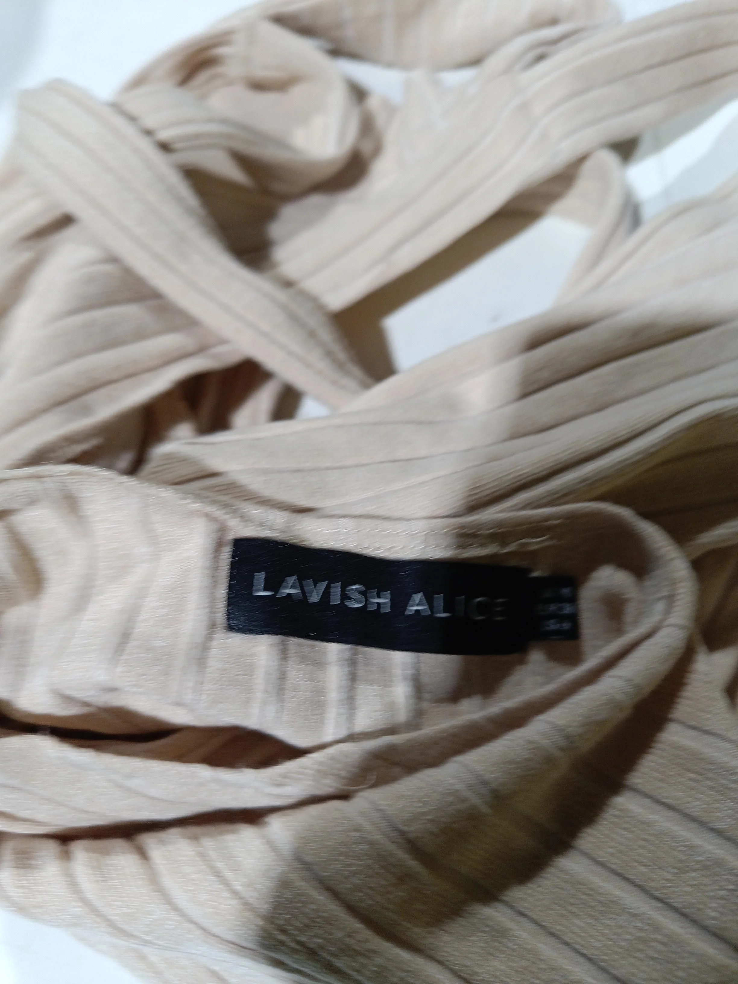 Lavish Alice Women's Top UK 10 Tan Cotton with Nylon, Elastane Basic - Image 7
