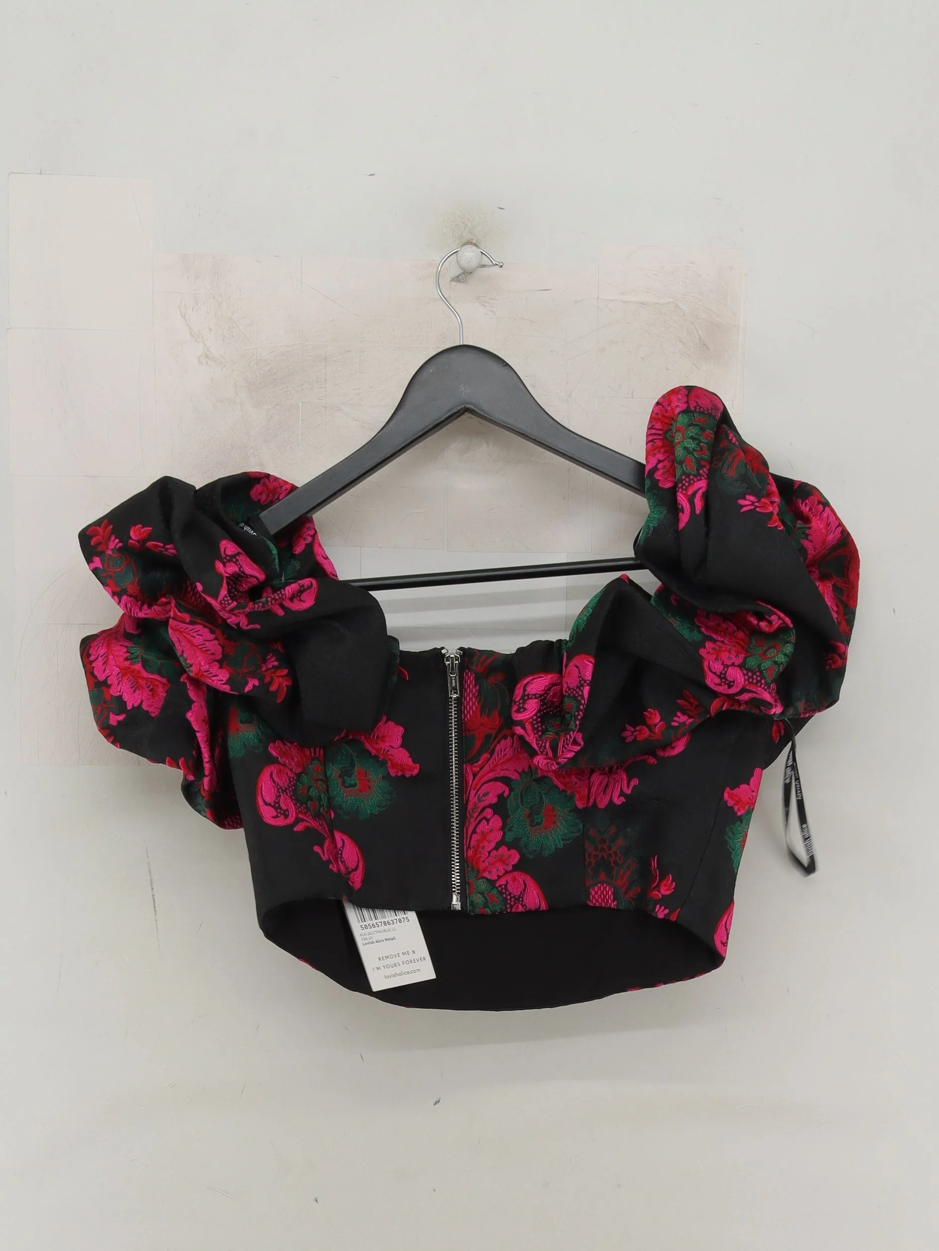 Lavish Alice Women's Top UK 12 Black Polyester with Elastane Cropped - Image 2