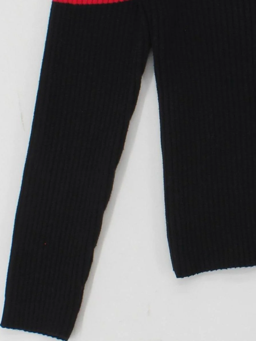 Lazy Oaf Women's Jumper M Black Striped 100% Cotton Mock Neck Pullover - Image 4