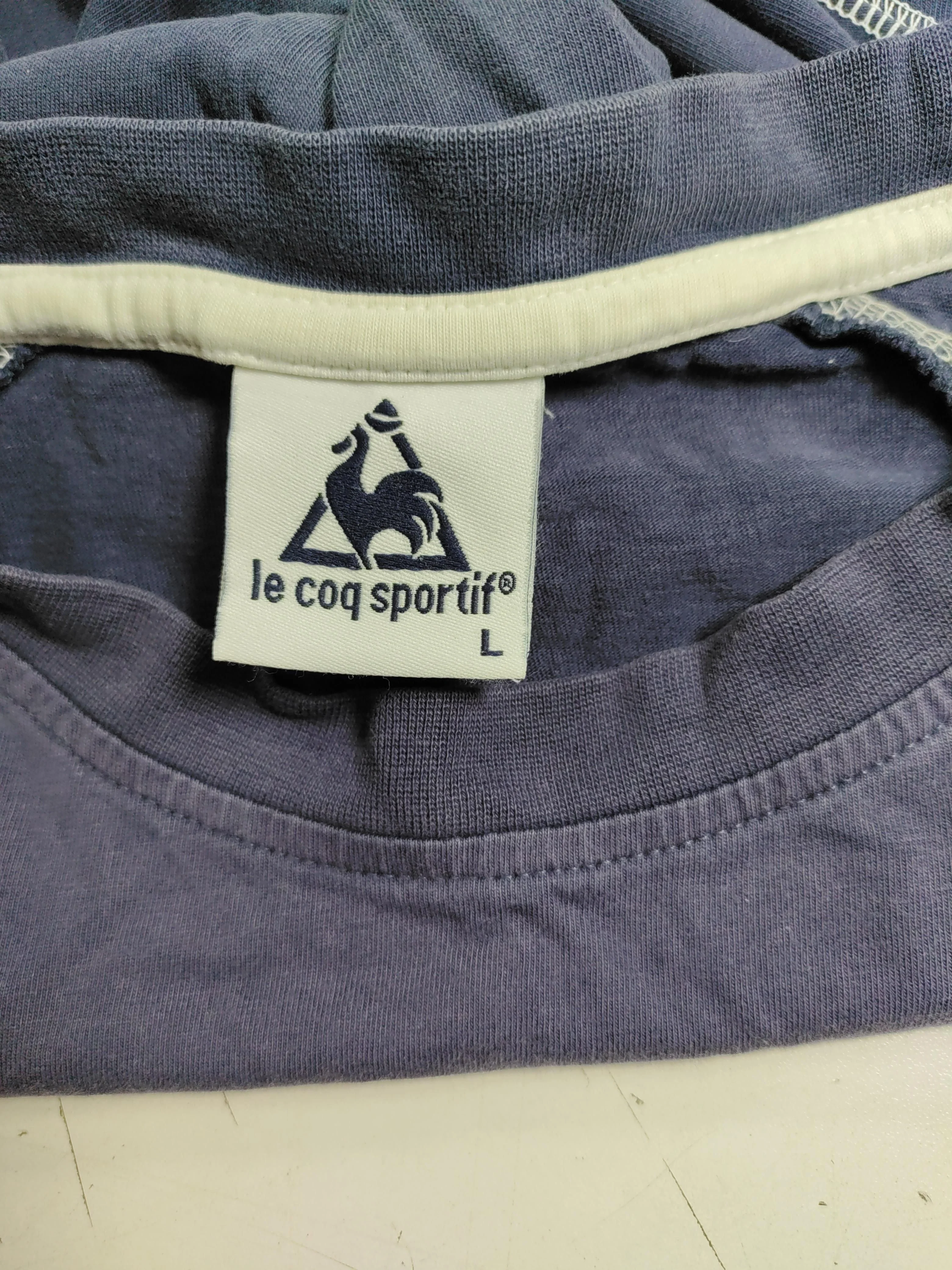 Le Coq Sportif Men's T-Shirt L Blue Cotton with Elastane Basic - Image 7
