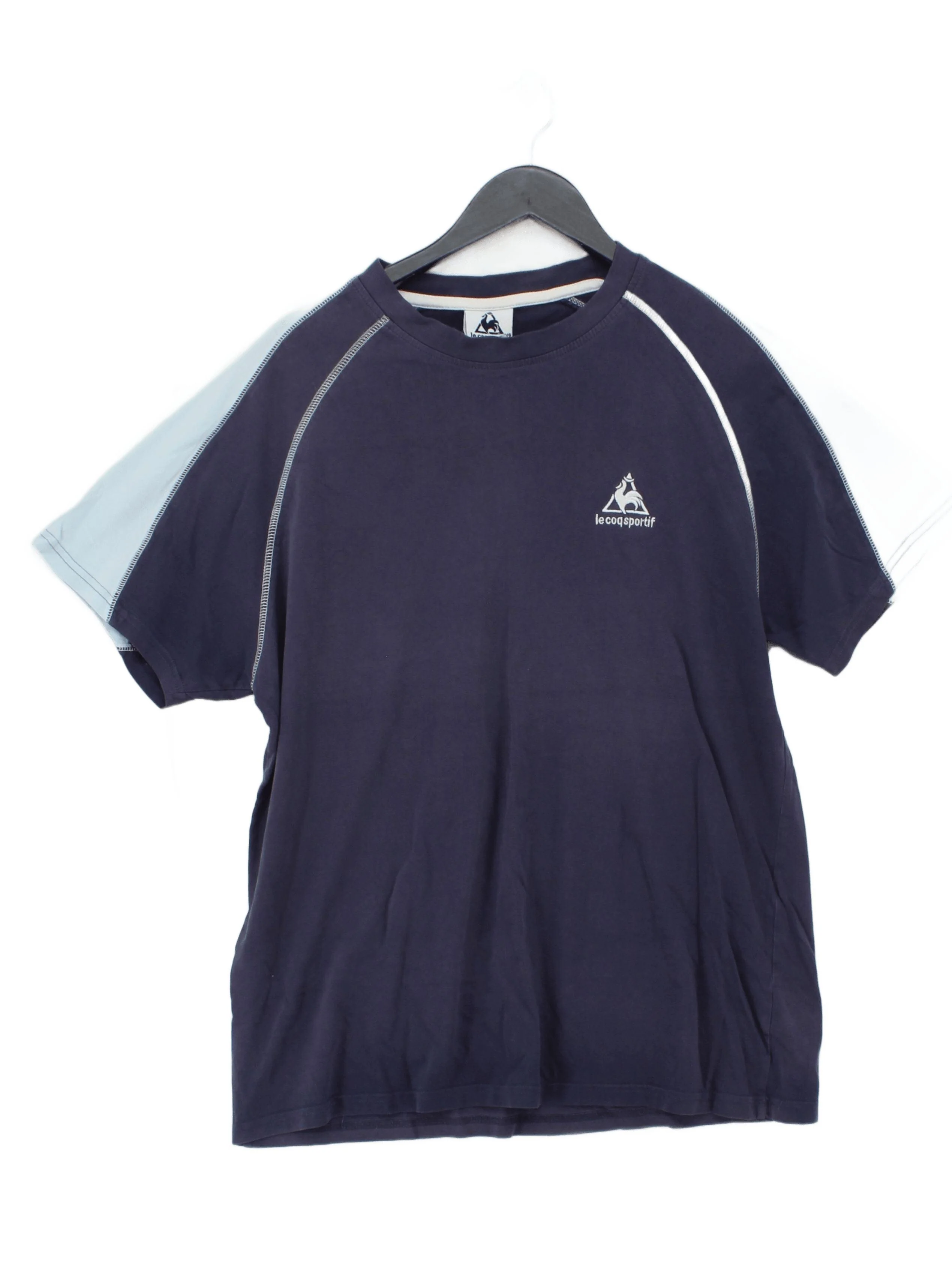 Le Coq Sportif Men's T-Shirt L Blue Graphic Cotton with Elastane Basic