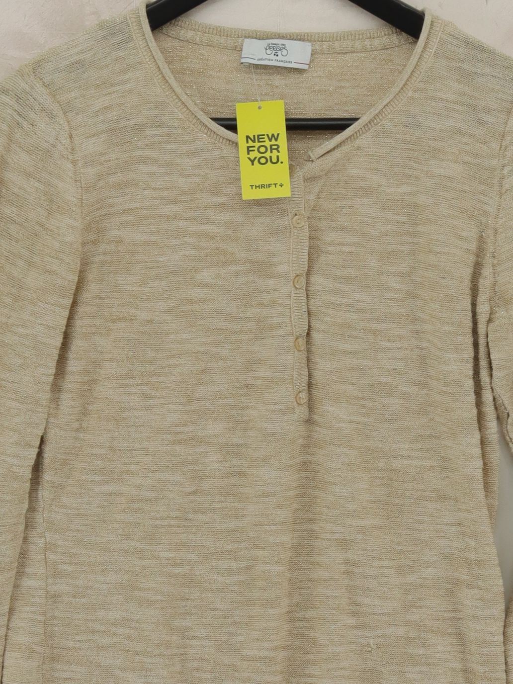 Le Temps Des Cerises Women's Top L Cream Cotton with Polyester, Other Basic - Image 3