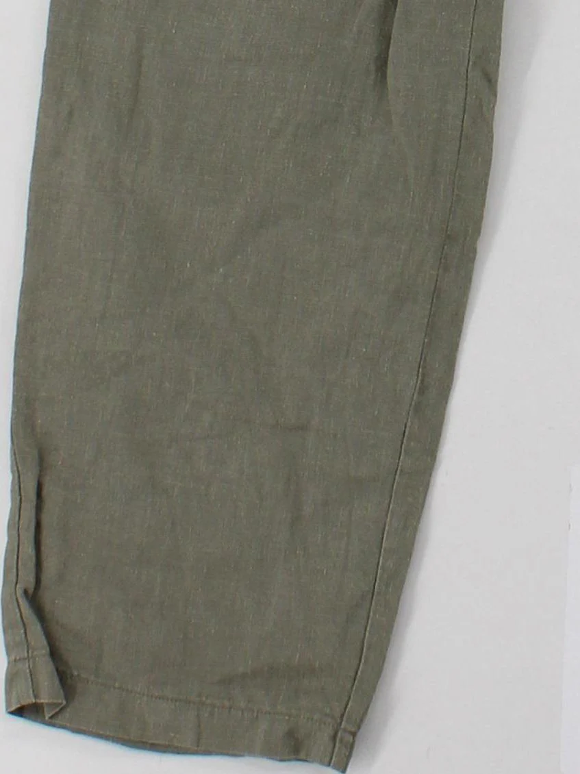 LE TRICOT PERUGIA Women's Trousers UK 12 Green 100% Linen Tapered Chino - Image 4