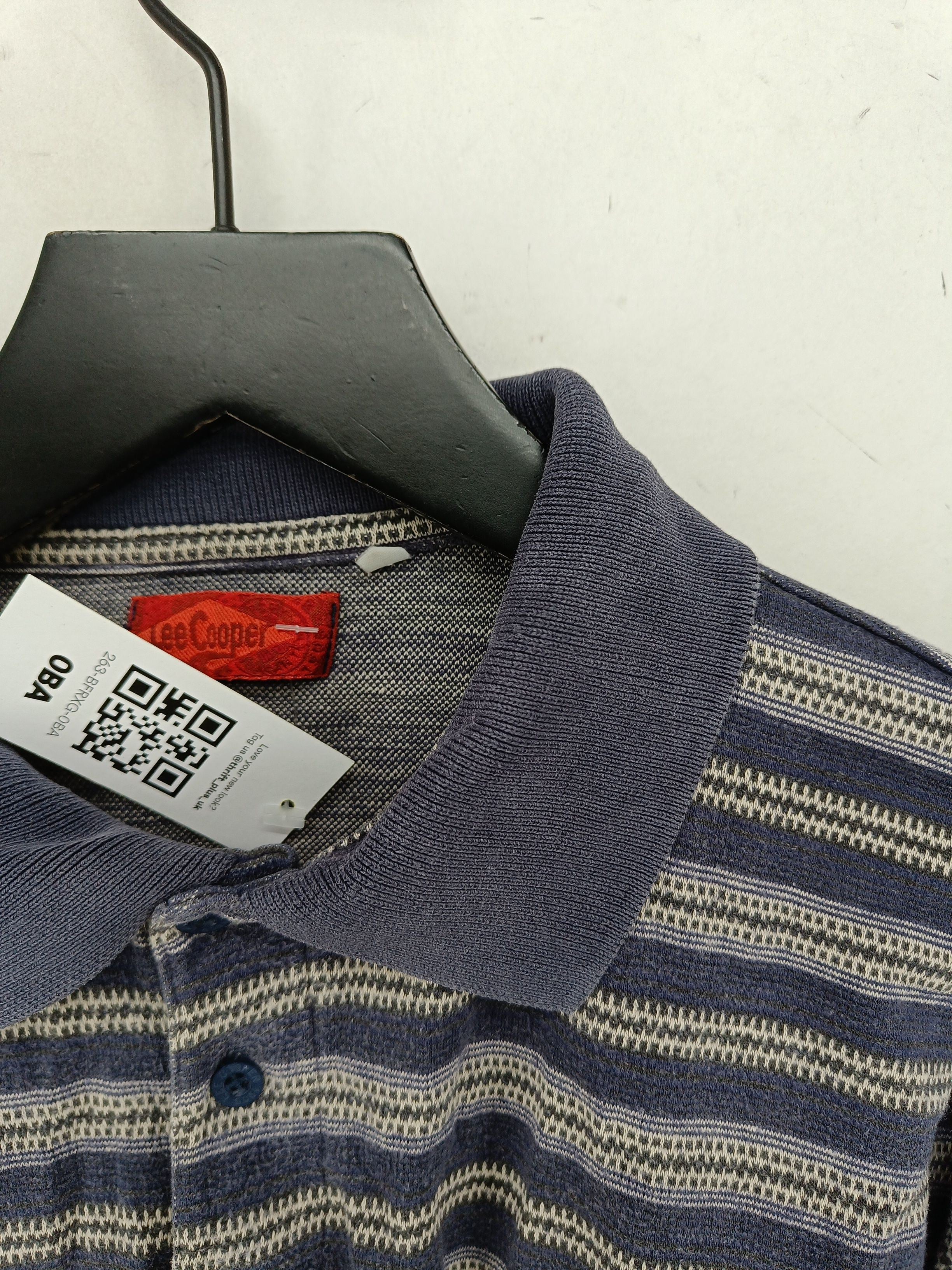Lee Cooper Men's Polo M Blue Striped 100% Other Basic - Image 5