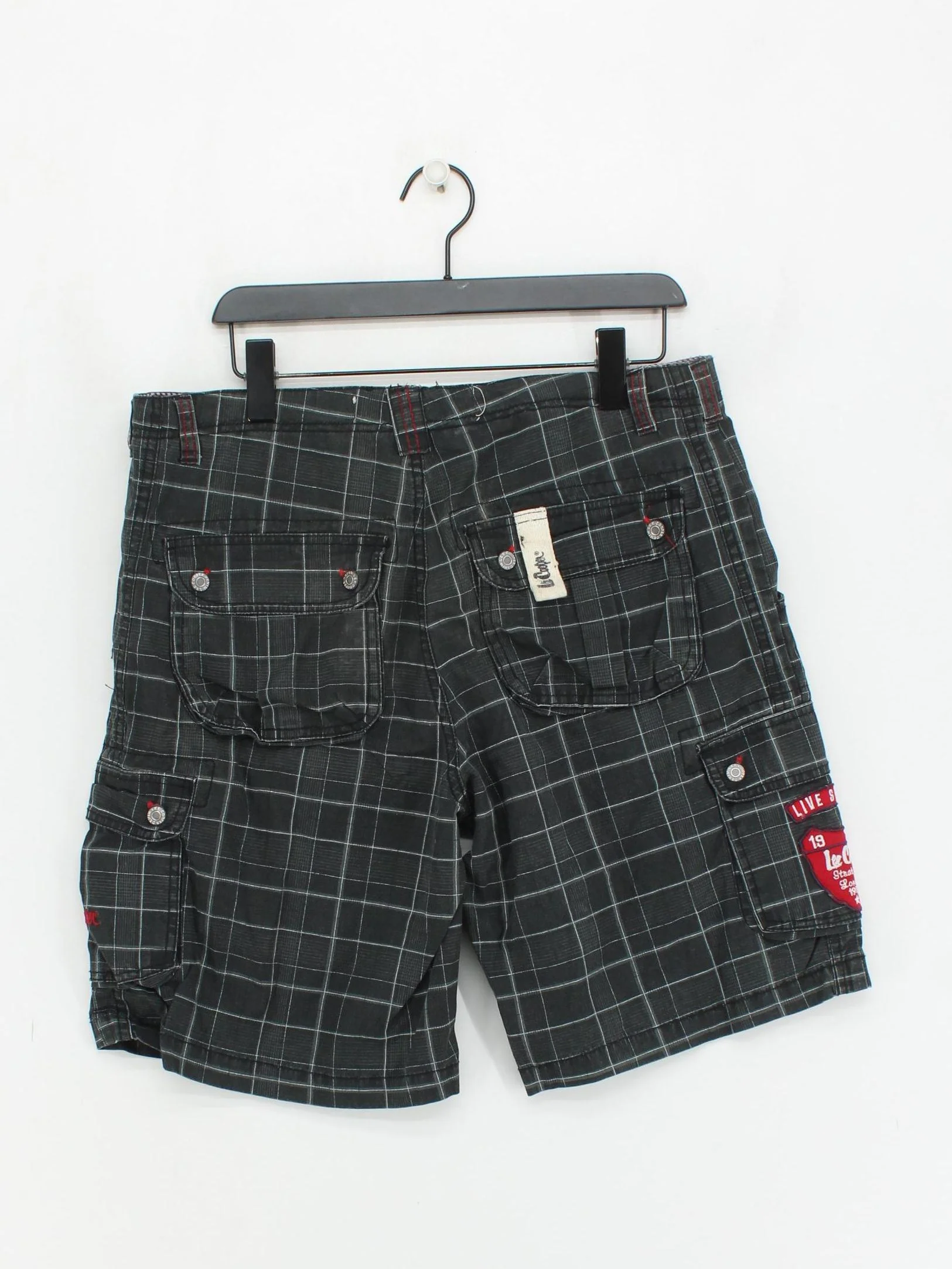 Lee Cooper Men's Shorts M Black Checkered 100% Cotton Cargo - Image 2