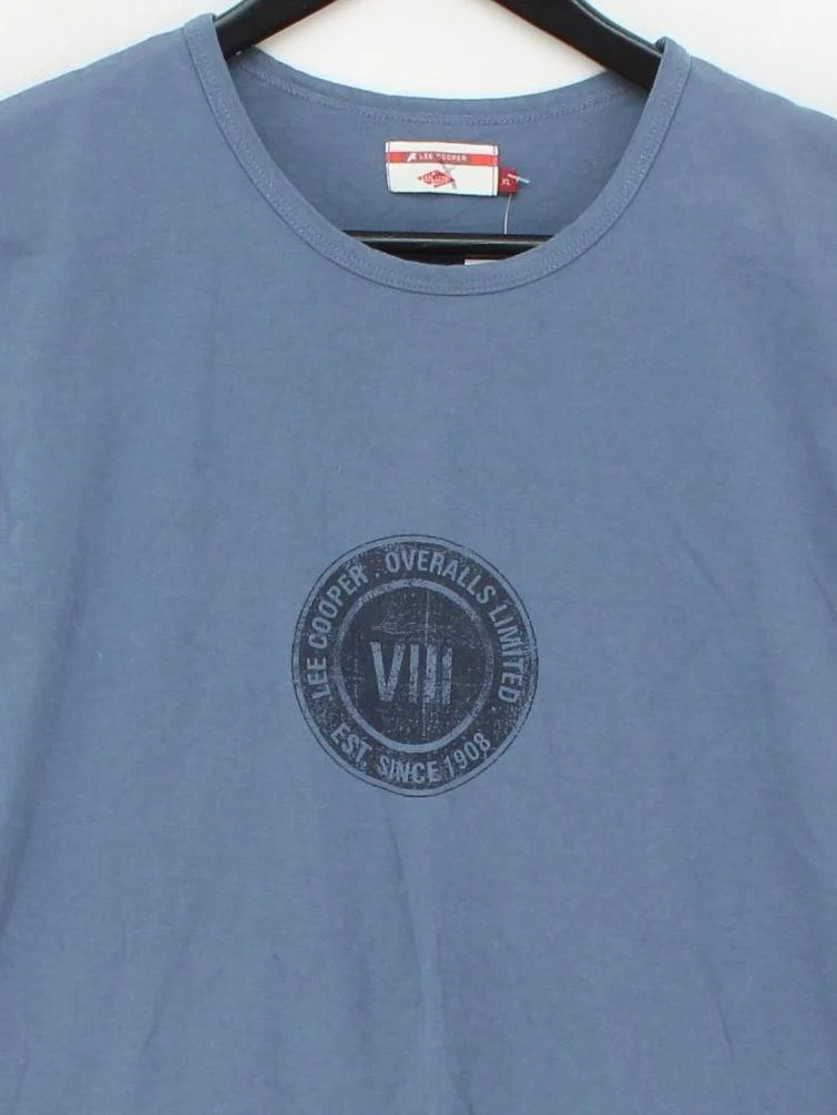 Lee Cooper Men's T-Shirt XL Blue Graphic 100% Cotton Sleeveless Round Neck Basic - Image 3