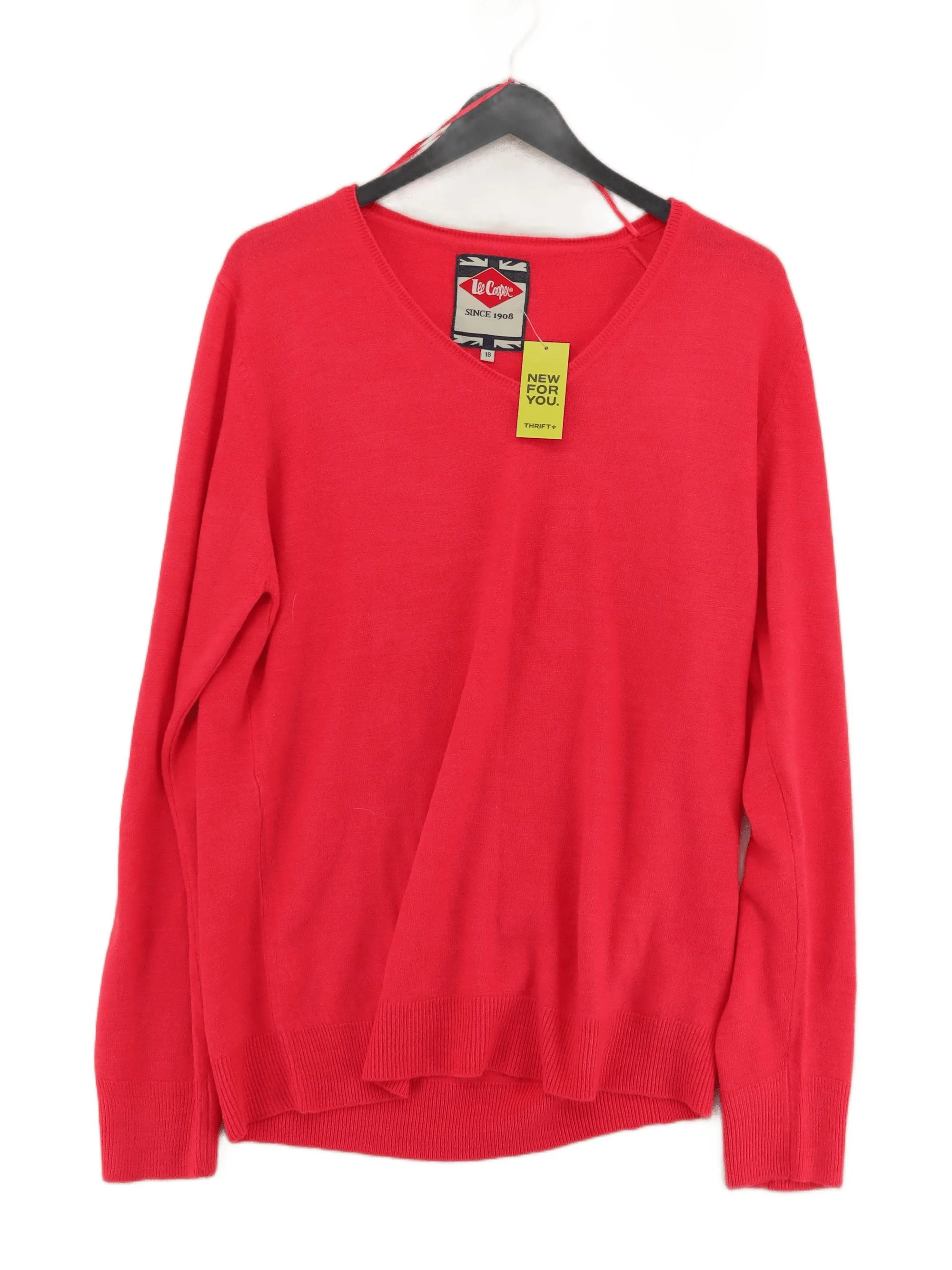 Lee Cooper Women's Jumper UK 18 Pink 100% Acrylic V-Neck Pullover