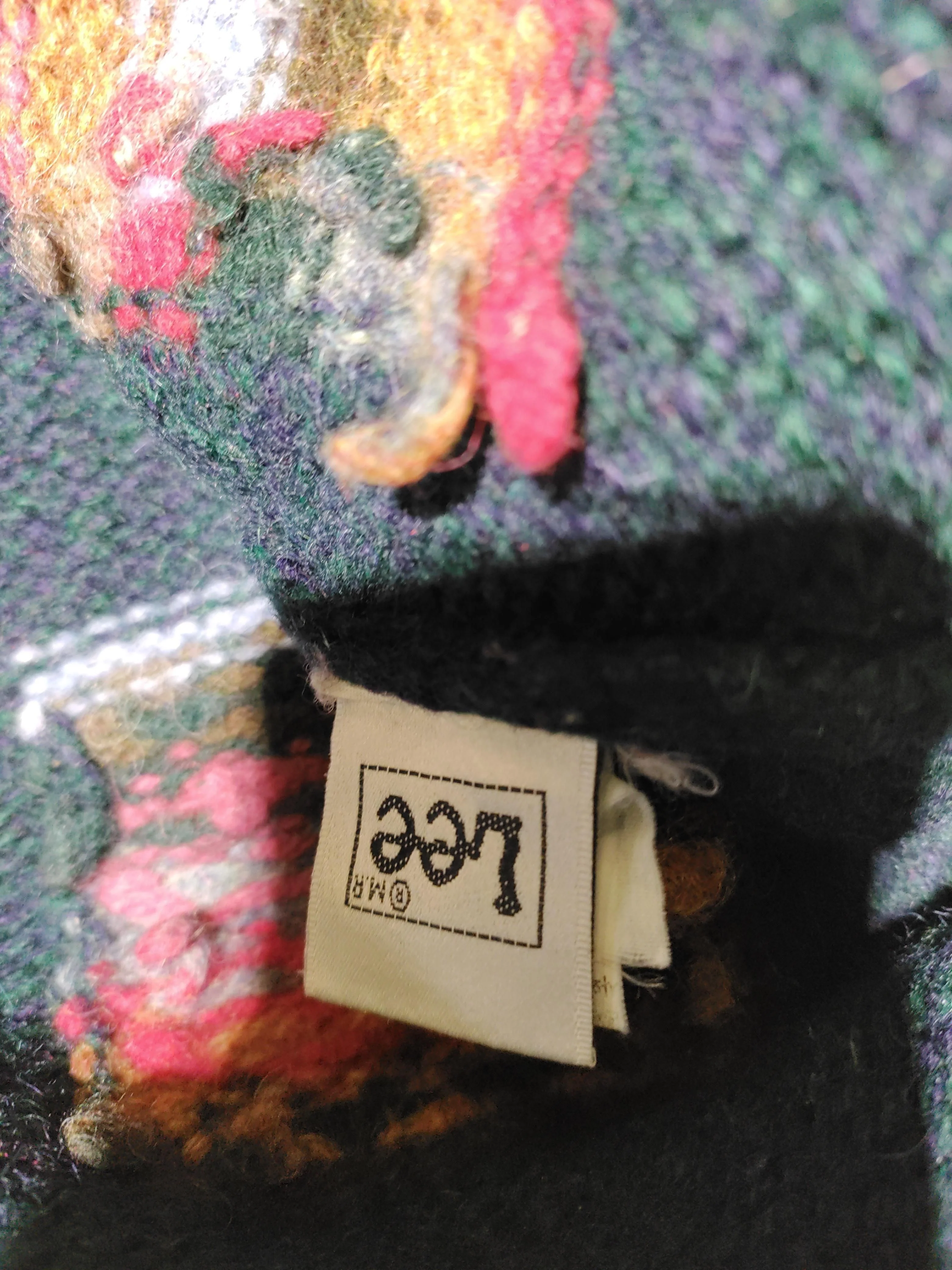 Lee Men's Jumper S Green Geometric 100% Wool Round Neck Pullover - Image 7
