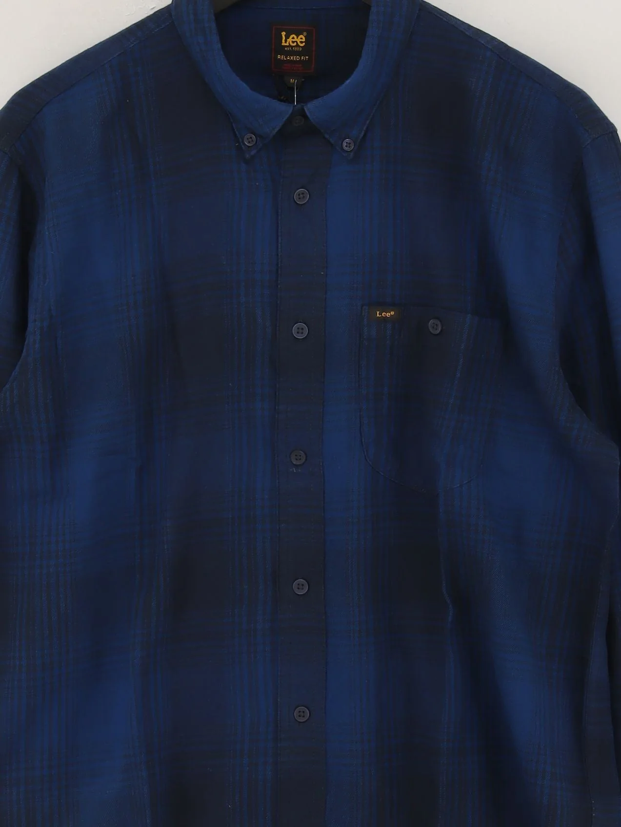 Lee Men's Shirt M Blue Checkered 100% Cotton Basic New with tags - Image 3
