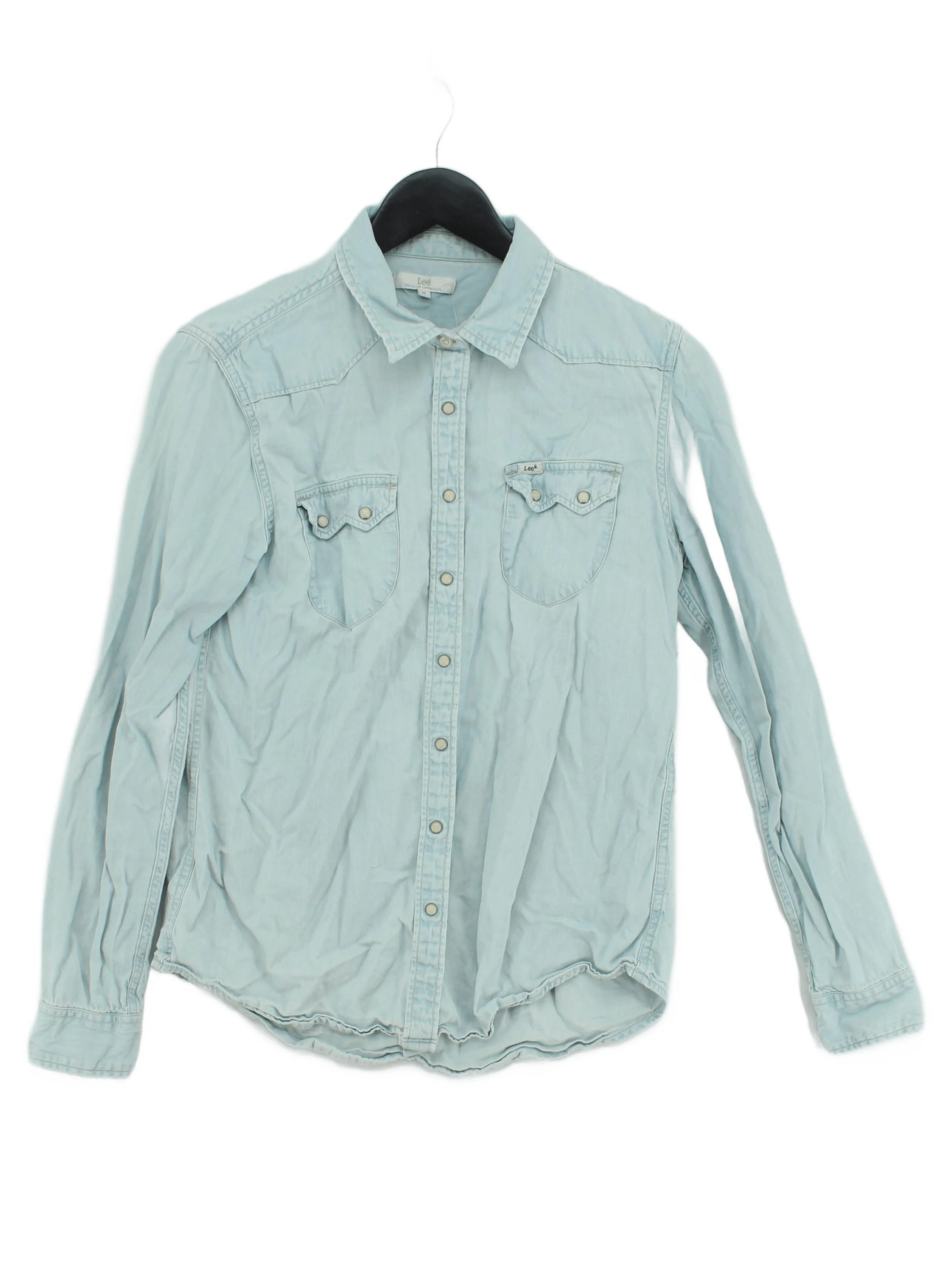Lee Women's Shirt M Blue 100% Cotton Long Sleeve Collared Basic