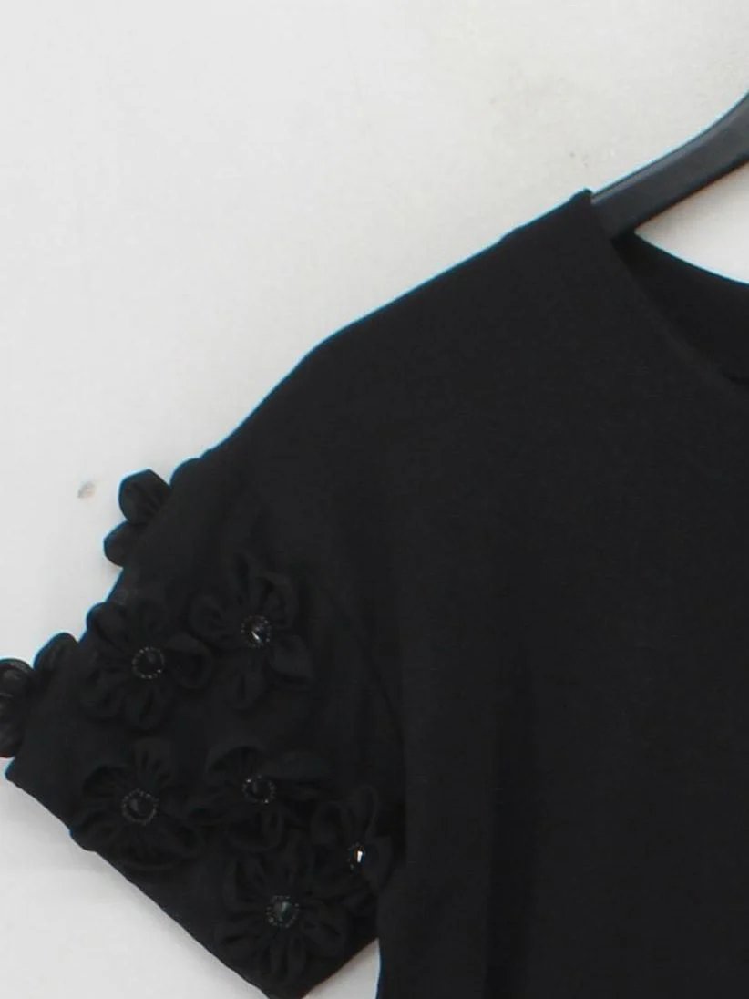 Leo & Ugo Women's T-Shirt XXS Black Viscose with Nylon Basic - Image 4