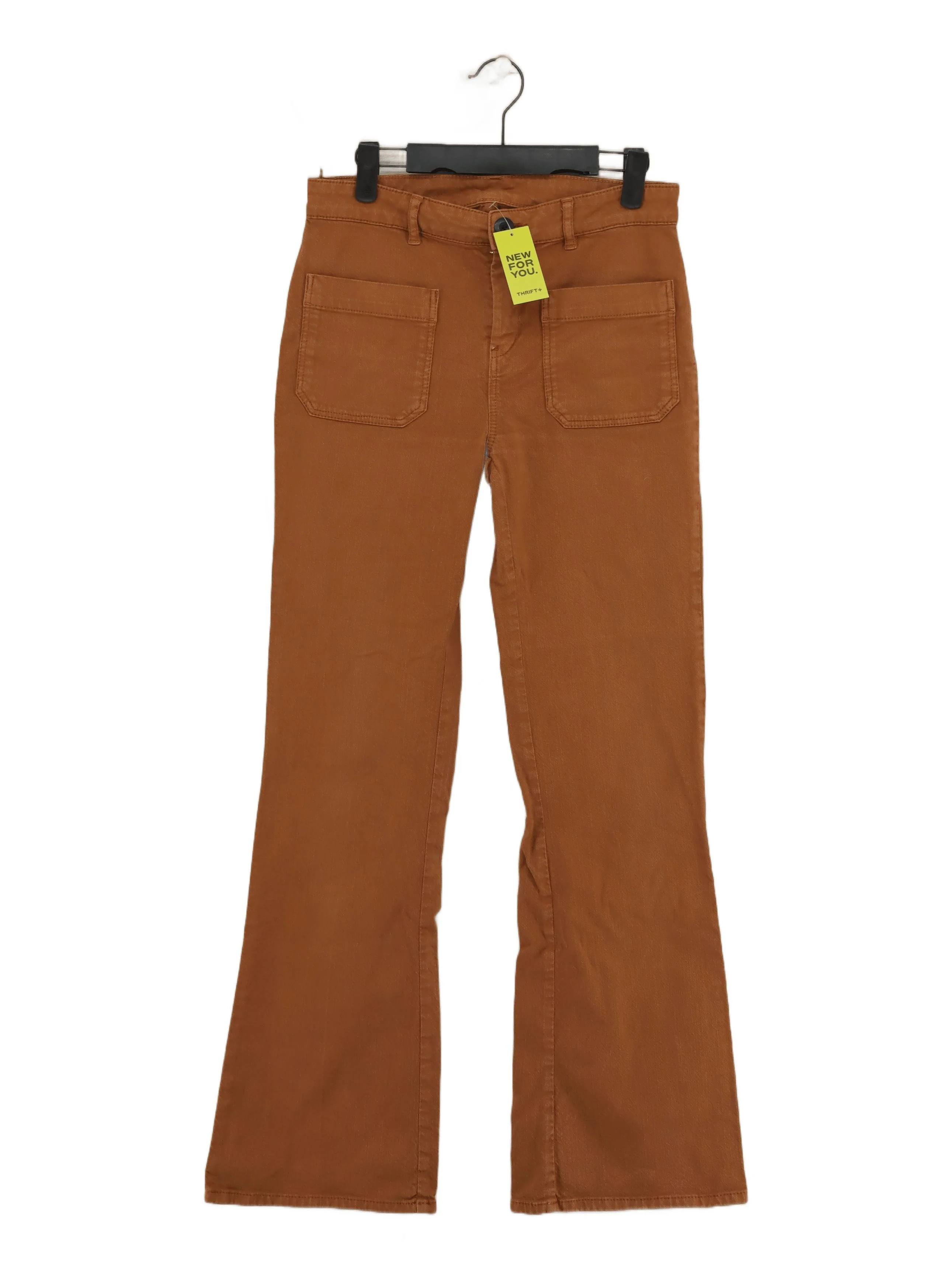 Leon & Harper Women's Trousers UK 10 Tan Cotton with Elastane Flared Chino