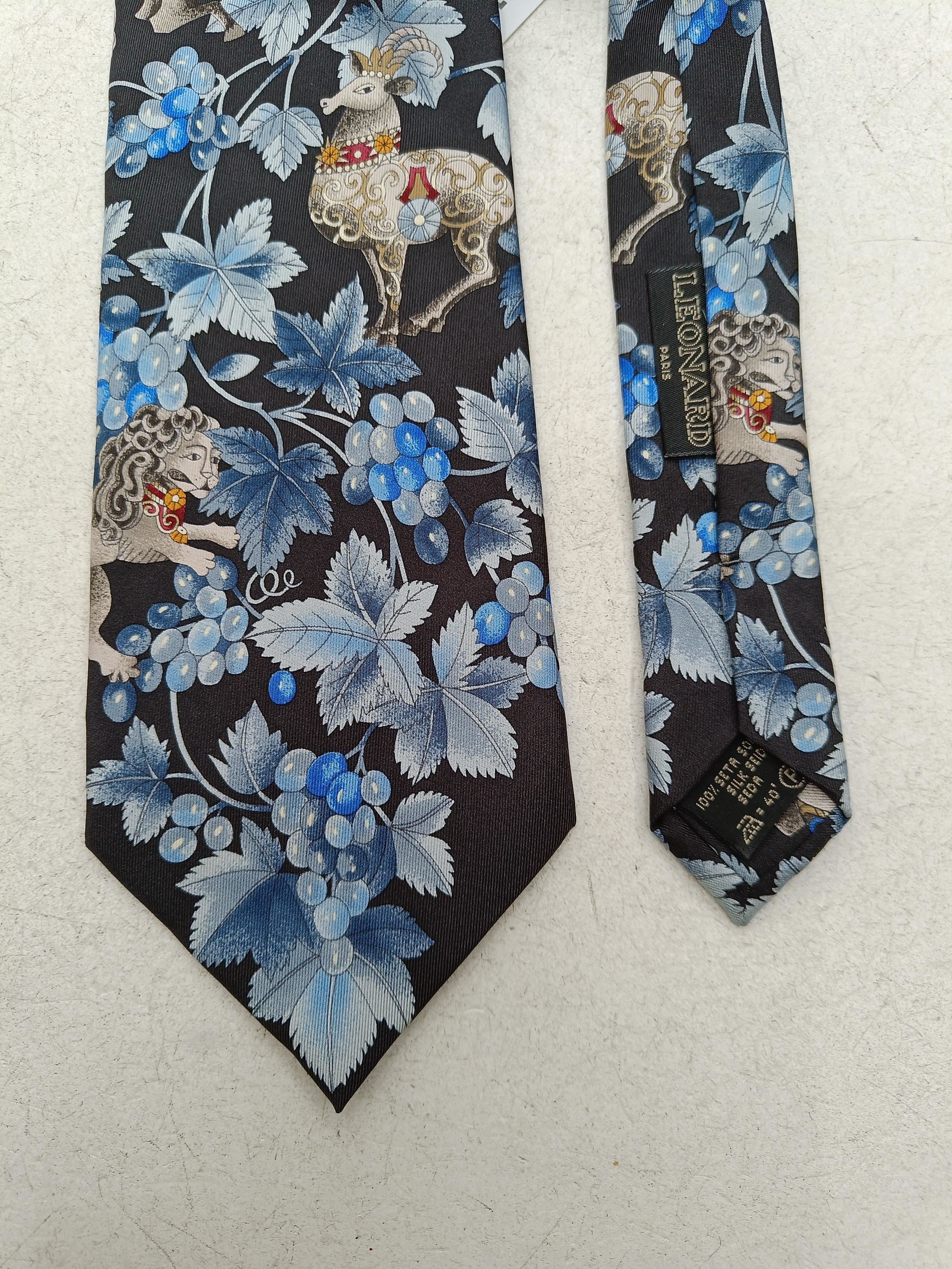LEONARD Men's Tie Multi Animal Print 100% Silk - Image 4