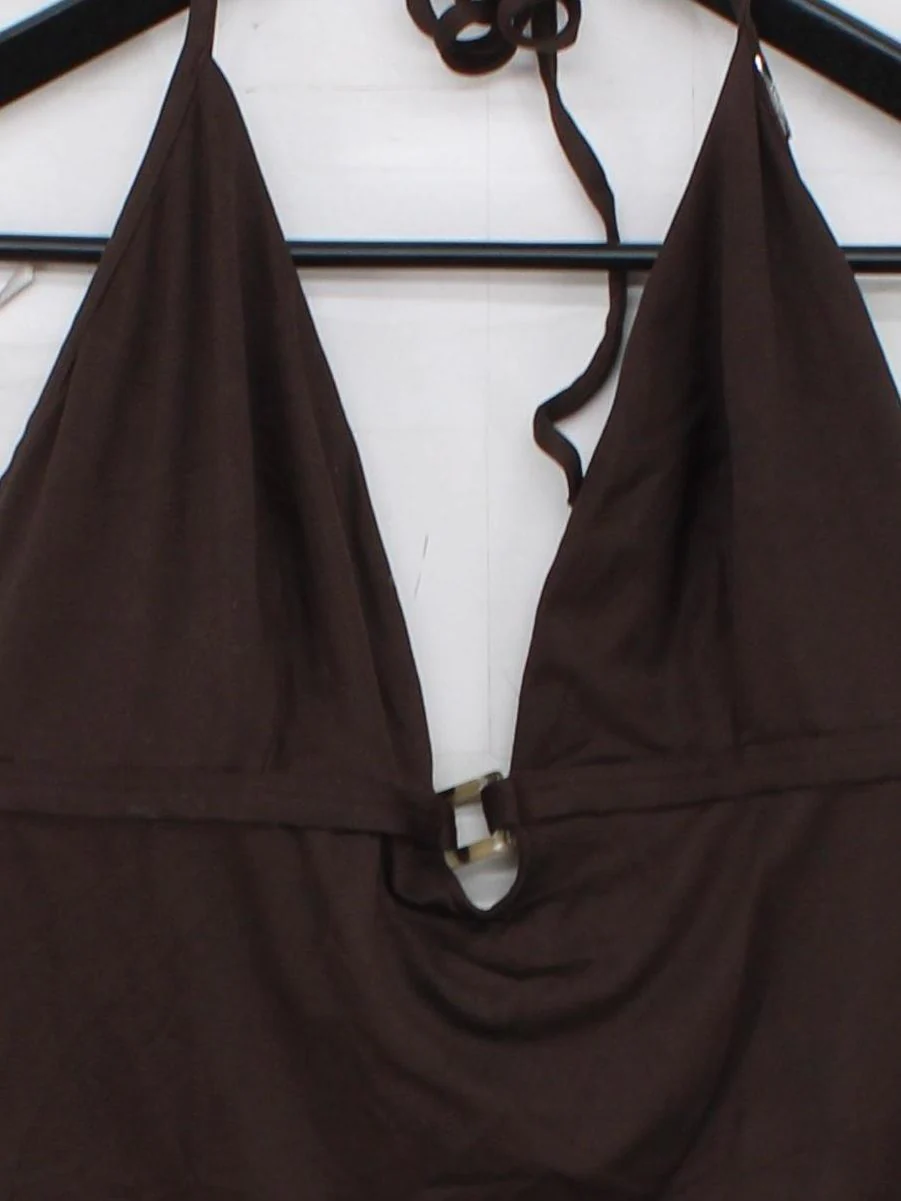 Lepel Women's Top M Brown Nylon with Elastane Sleeveless V-Neck Basic - Image 3