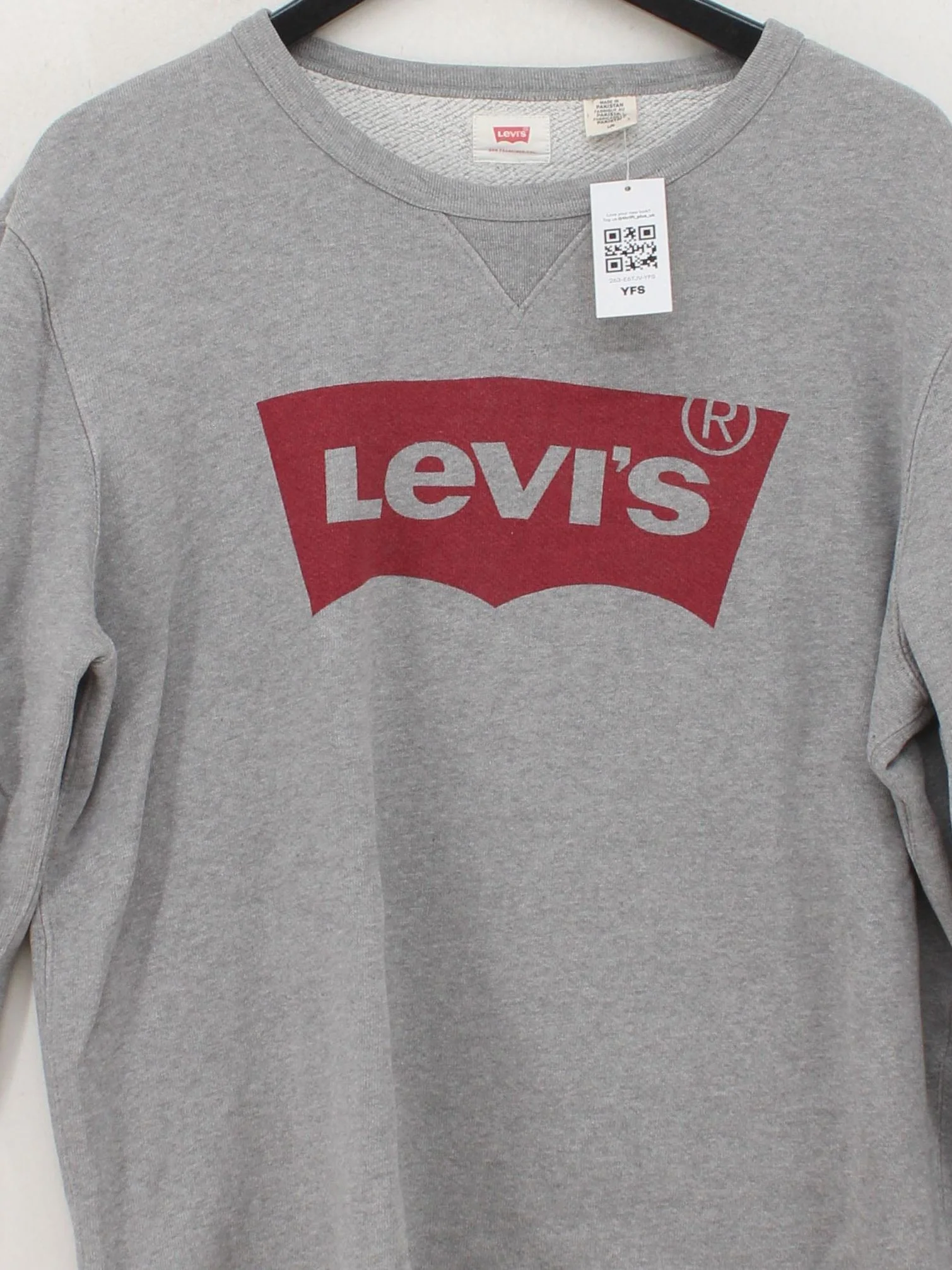 Levi’s Men's Hoodie L Grey Graphic 100% Cotton Pullover - Image 3