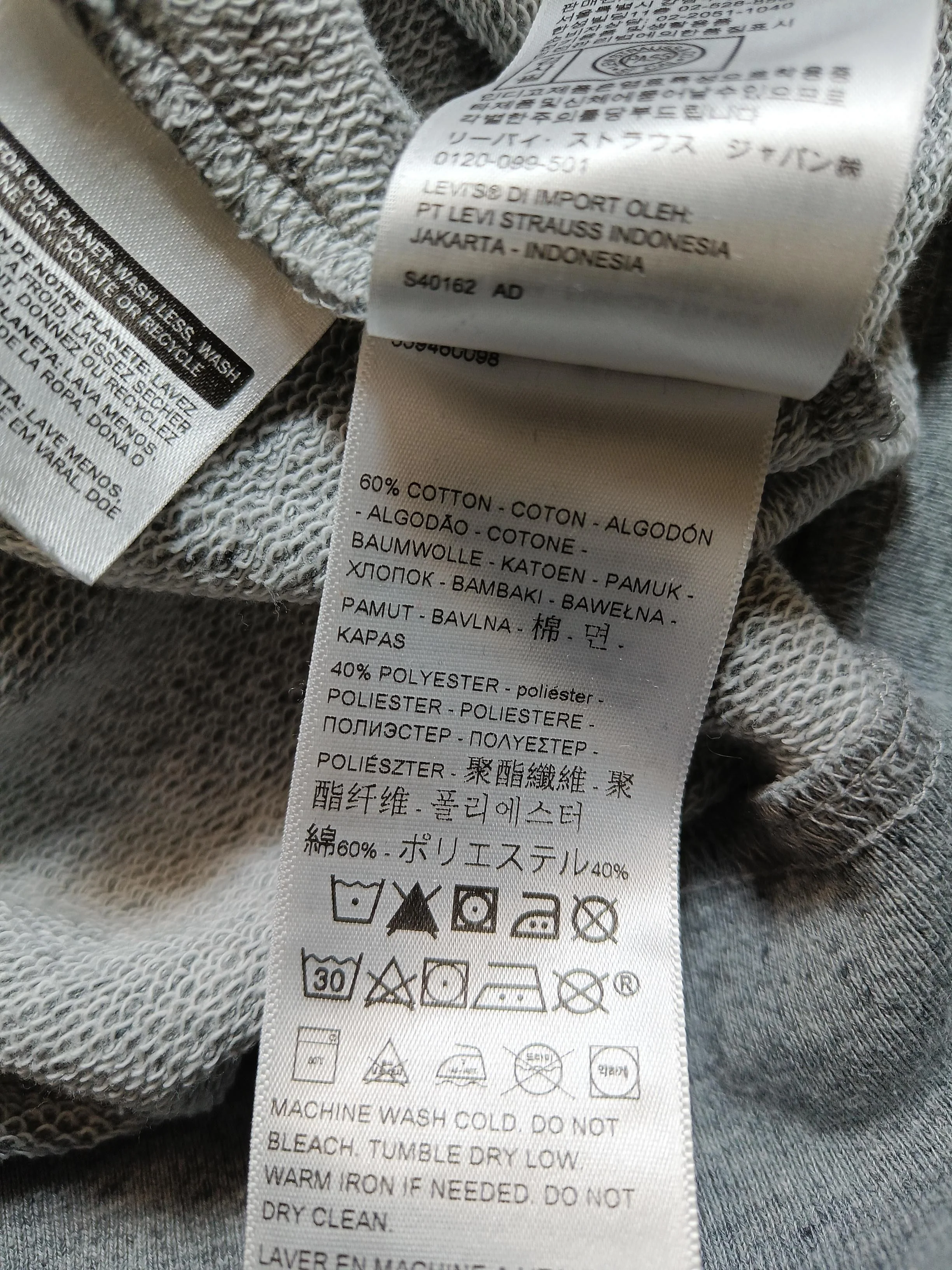 Levi’s Men's Hoodie M Grey Graphic Cotton with Polyester Pullover - Image 6