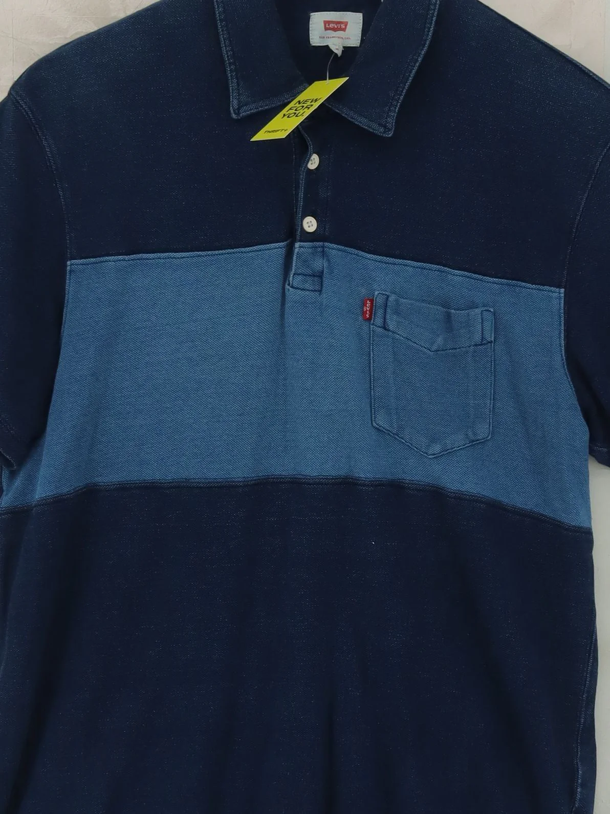 Levi’s Men's Polo M Blue Striped 100% Cotton Basic - Image 3