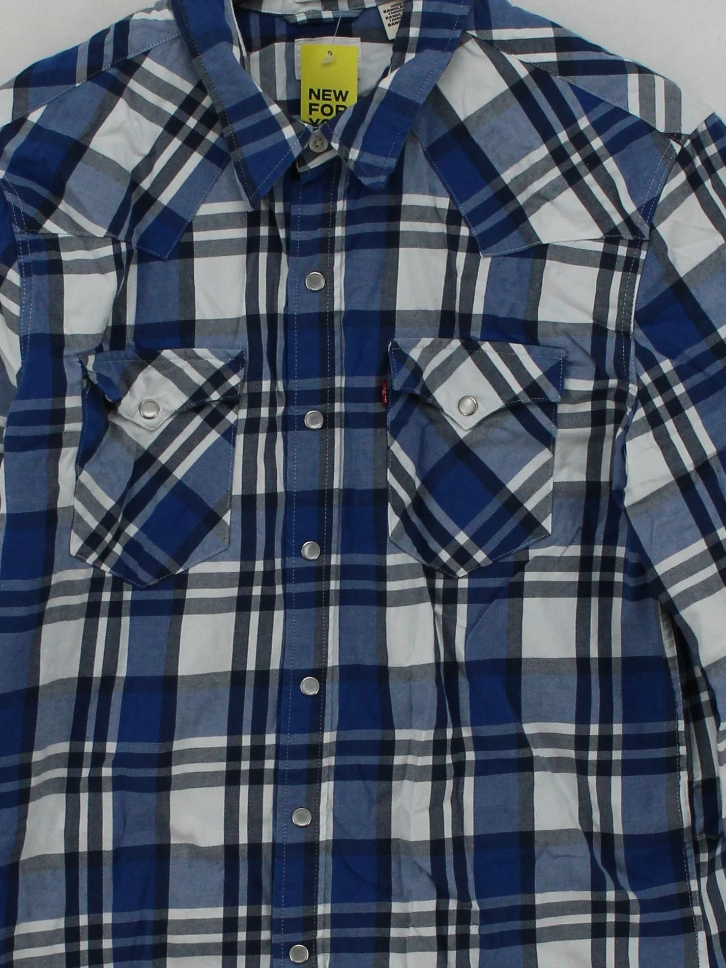Levi’s Men's Shirt M Blue Checkered Cotton with Elastane Basic - Image 3