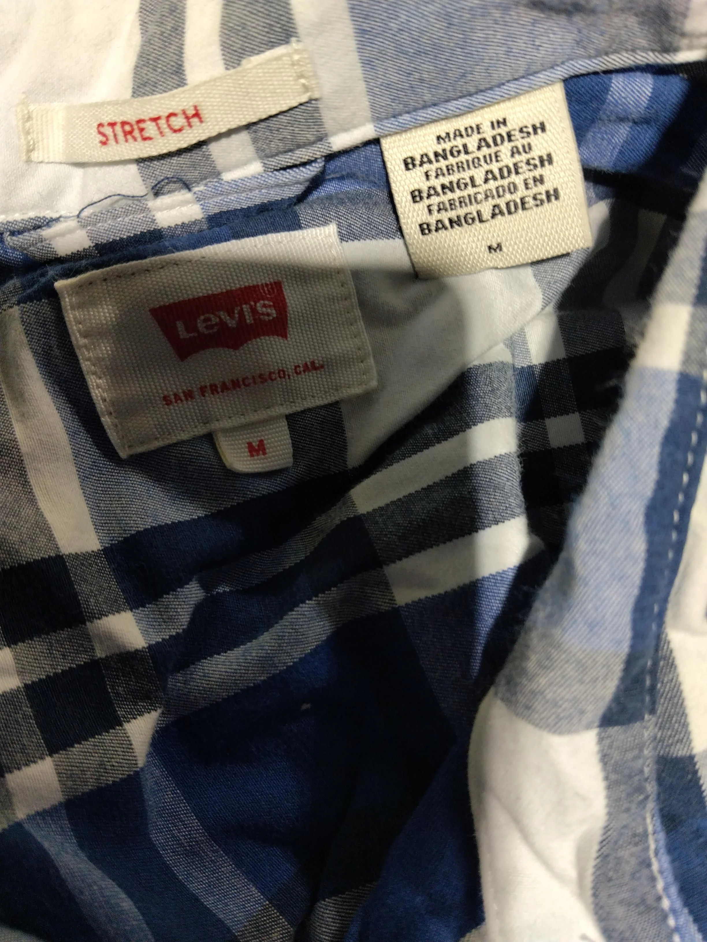 Levi’s Men's Shirt M Blue Checkered Cotton with Elastane Basic - Image 5
