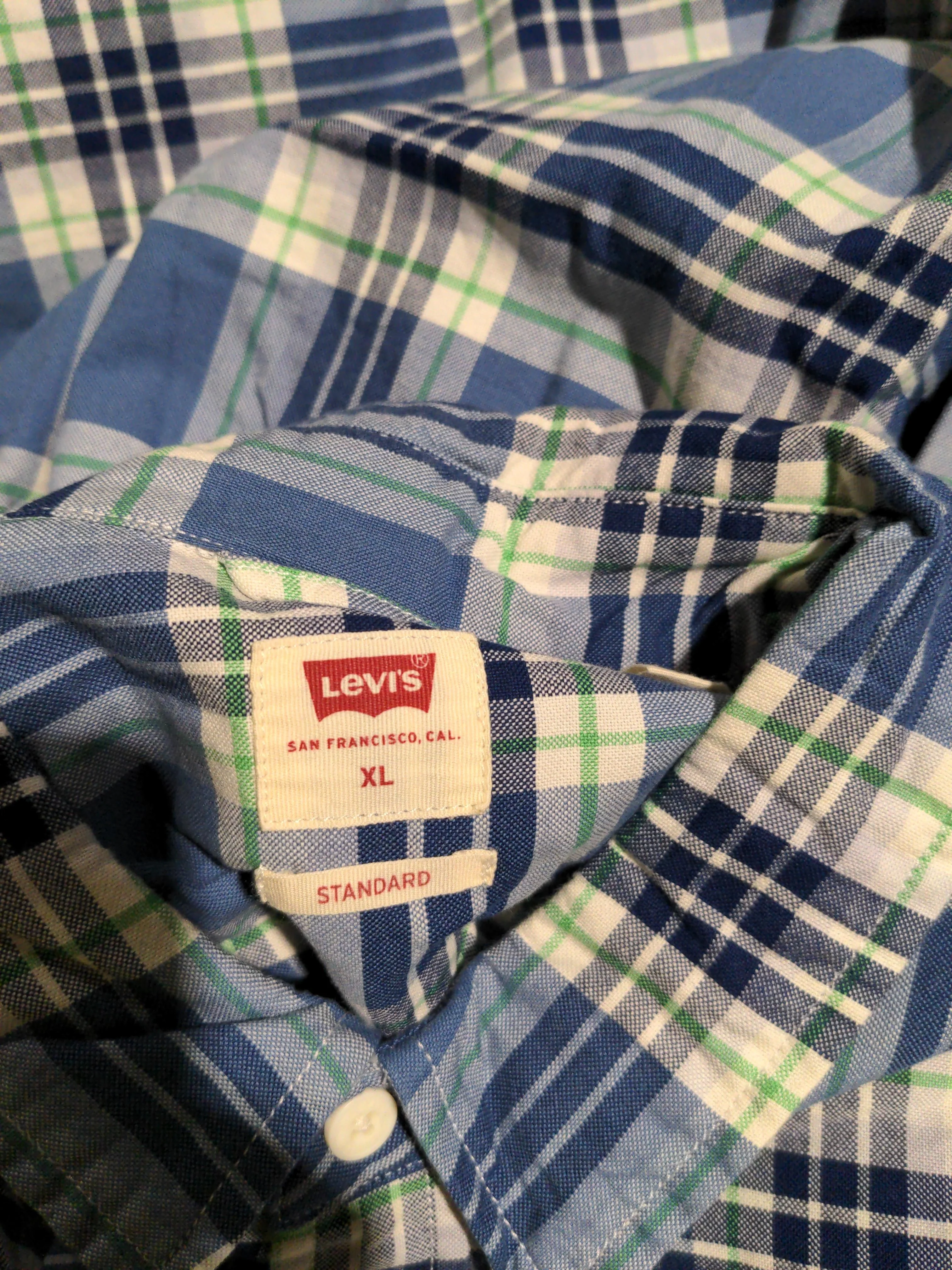 Levi’s Men's Shirt XL Blue Checkered 100% Cotton Basic - Image 6