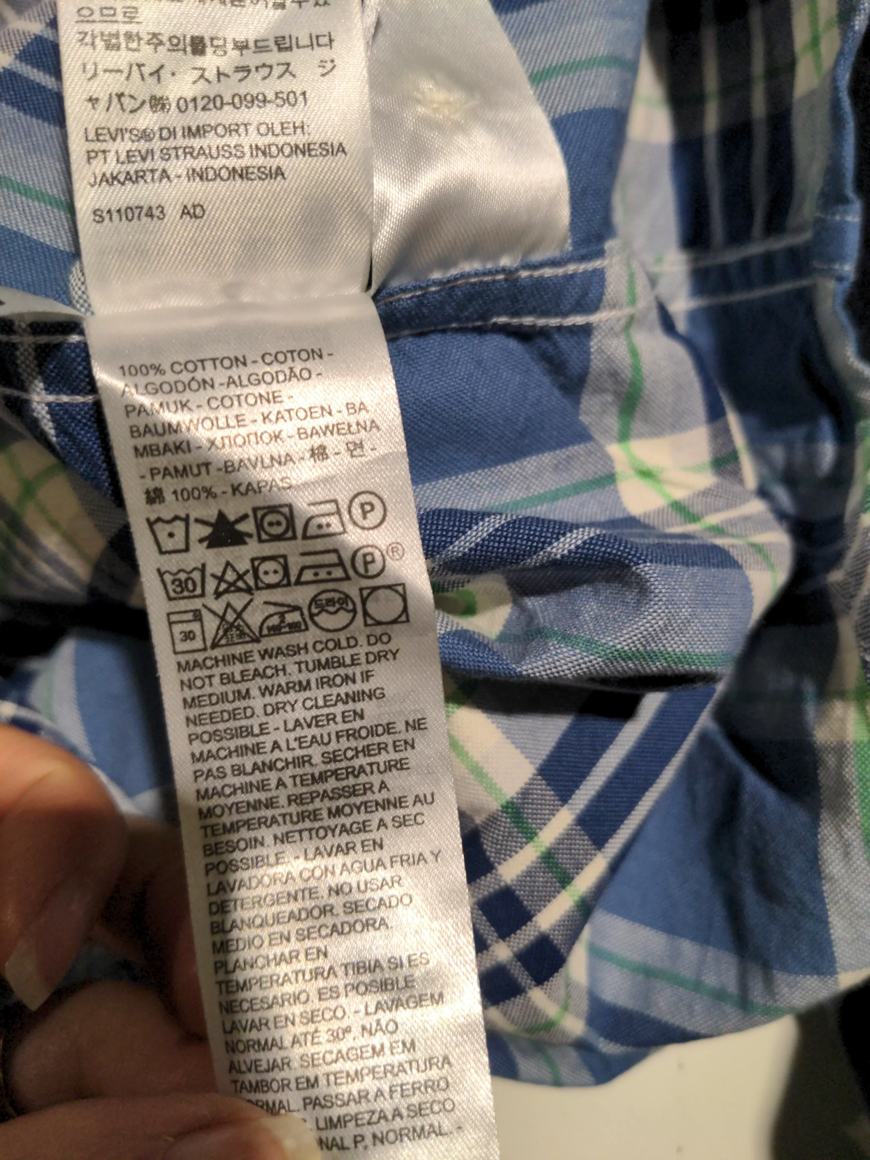 Levi’s Men's Shirt XL Blue Checkered 100% Cotton Basic - Image 7