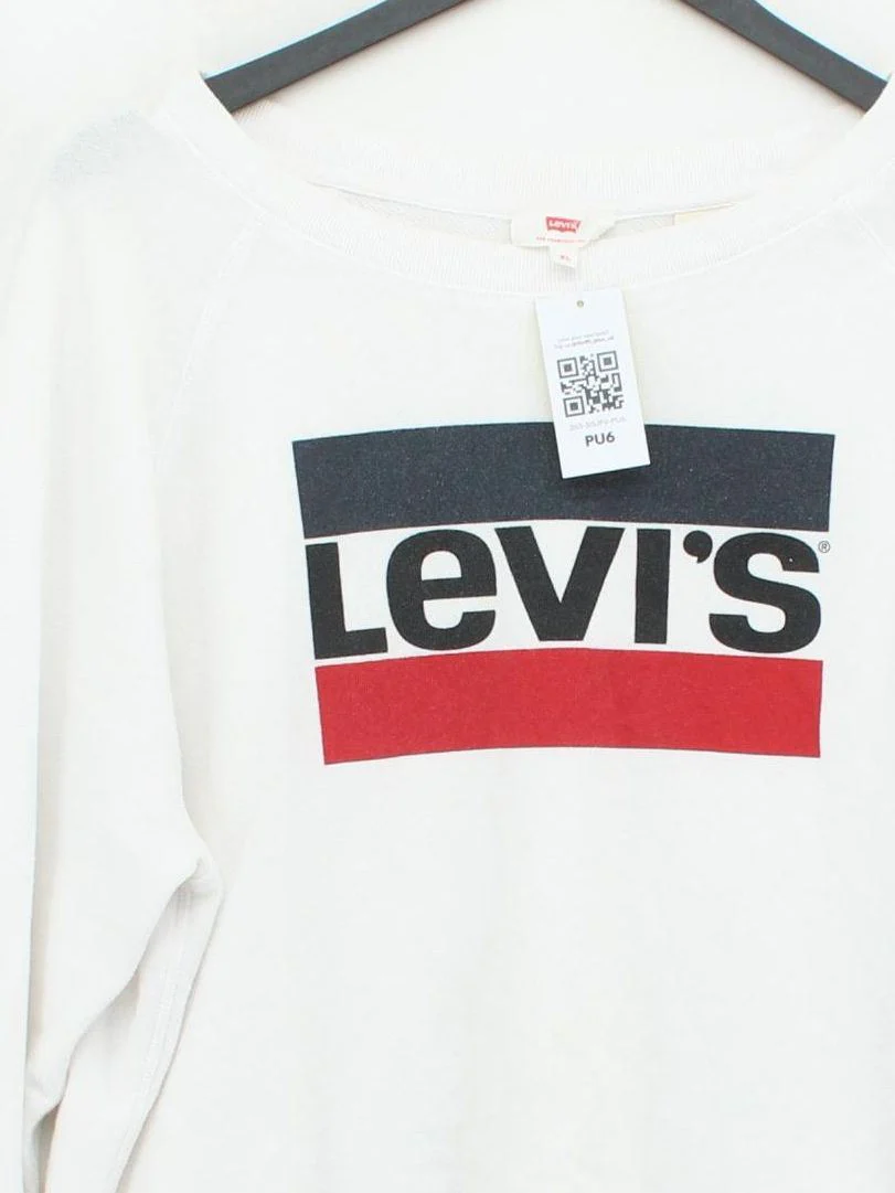 Levi’s Women's Hoodie XL White Graphic 100% Other Pullover - Image 3