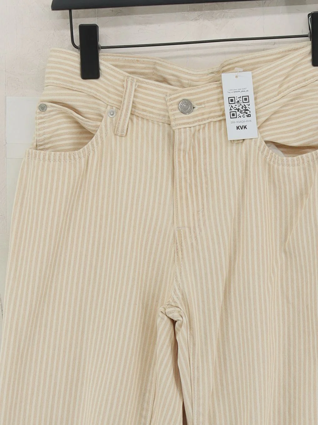 Levi’s Women's Jeans XS Cream Striped 100% Cotton Straight - Image 3