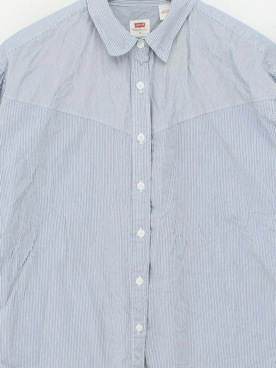 Levi’s Women's Shirt M Blue Striped 100% Cotton Long Sleeve Collared Basic - Image 3