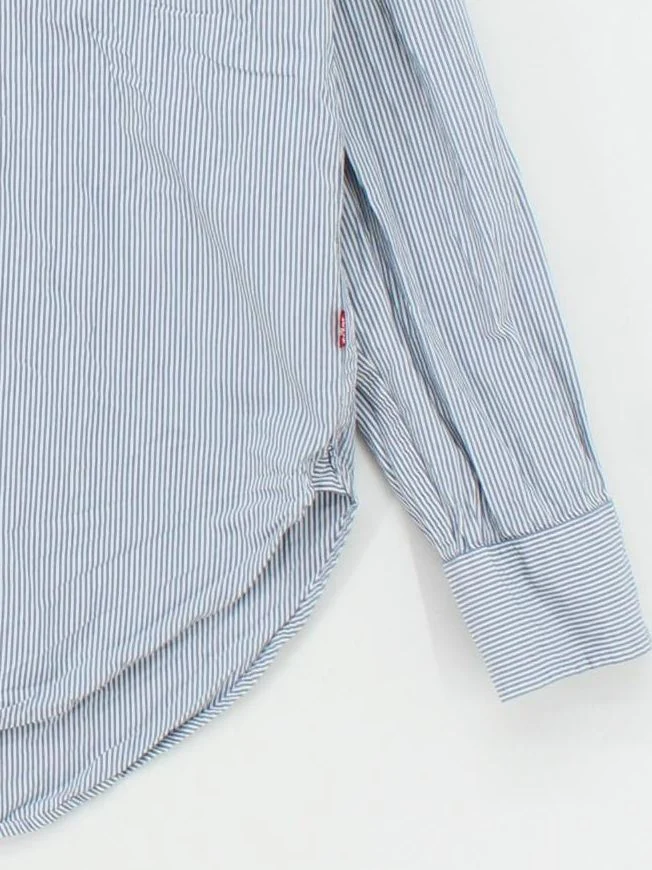 Levi’s Women's Shirt M Blue Striped 100% Cotton Long Sleeve Collared Basic - Image 4