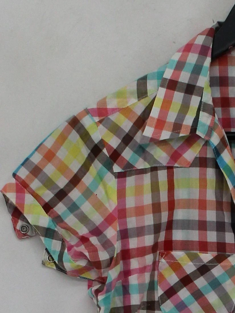 Levi’s Women's Shirt M Multi Checkered 100% Cotton Short Sleeve Collared Basic - Image 4